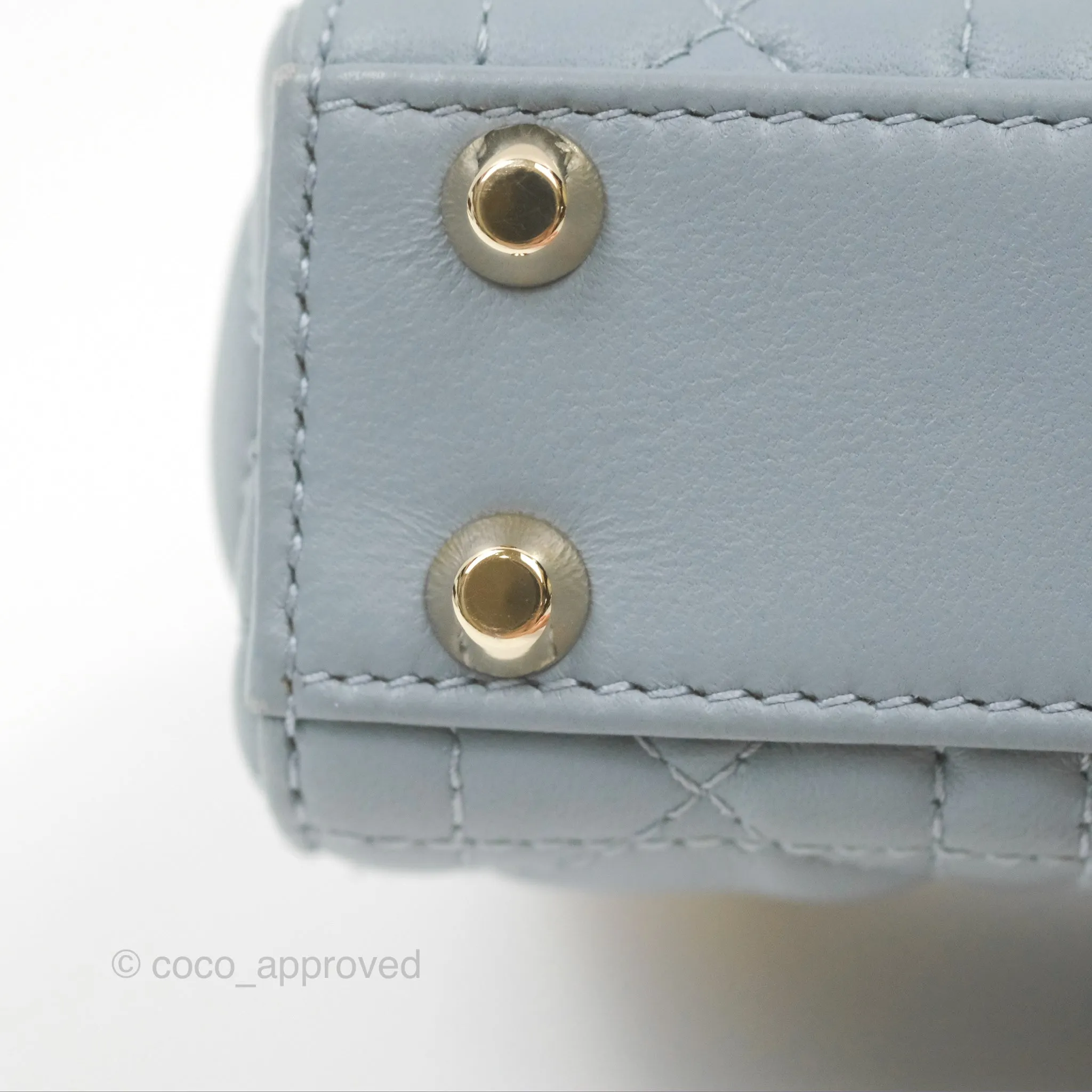Christian Dior Micro Lady Dior Cannage Blue Grey Lambskin Gold Hardware