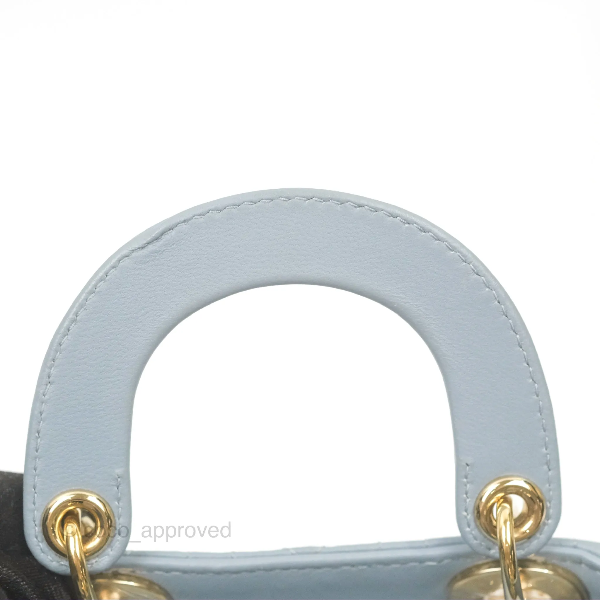 Christian Dior Micro Lady Dior Cannage Blue Grey Lambskin Gold Hardware