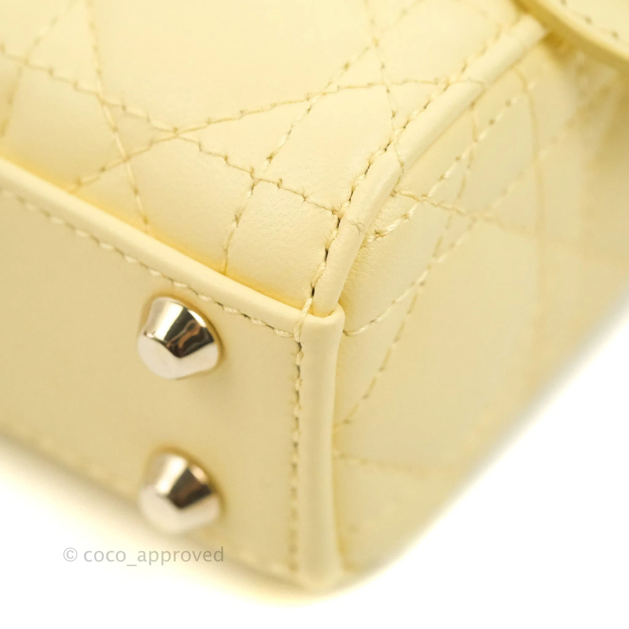 Christian Dior Micro Lady Dior Cannage Pale Yellow Lambskin Gold Hardware
