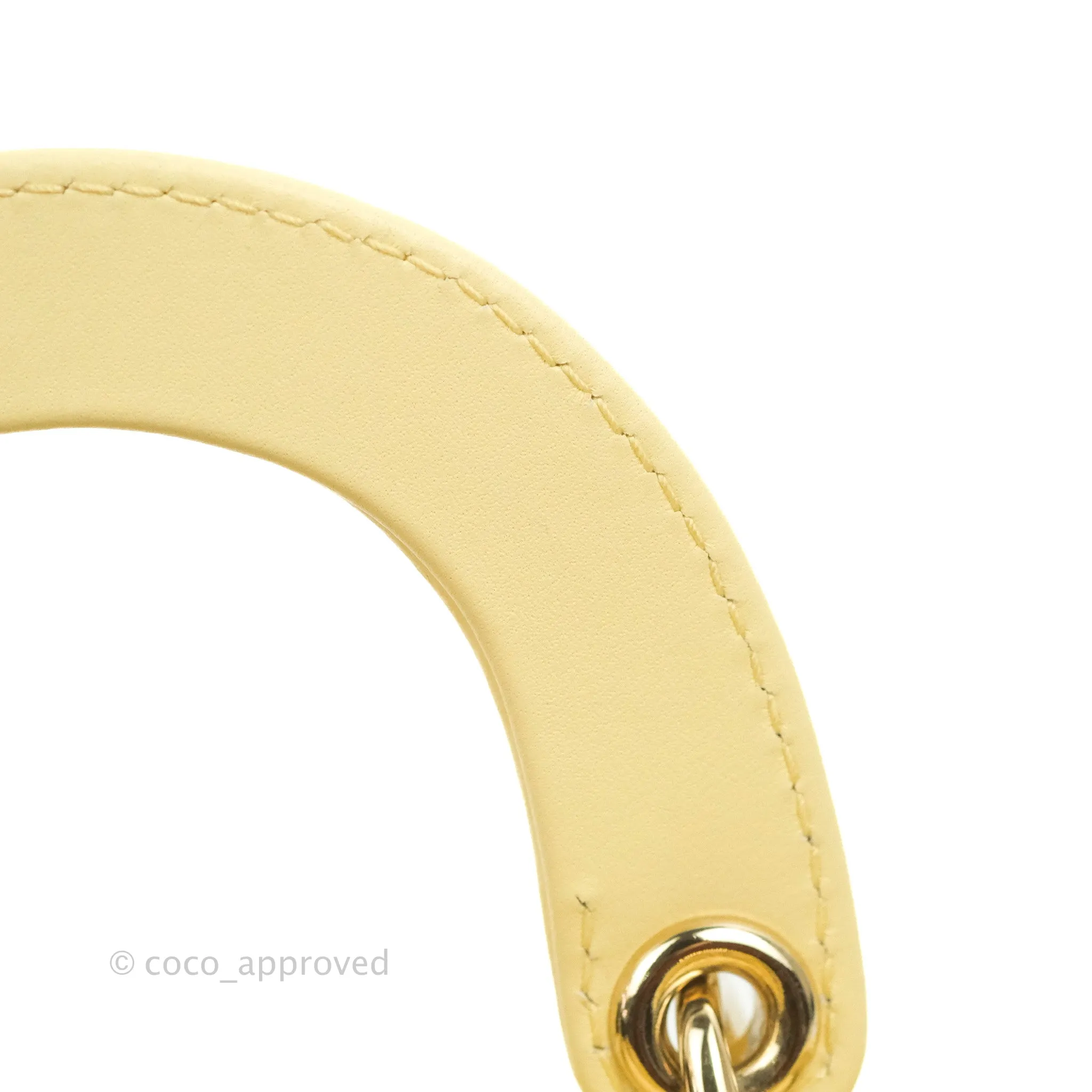 Christian Dior Micro Lady Dior Cannage Pale Yellow Lambskin Gold Hardware
