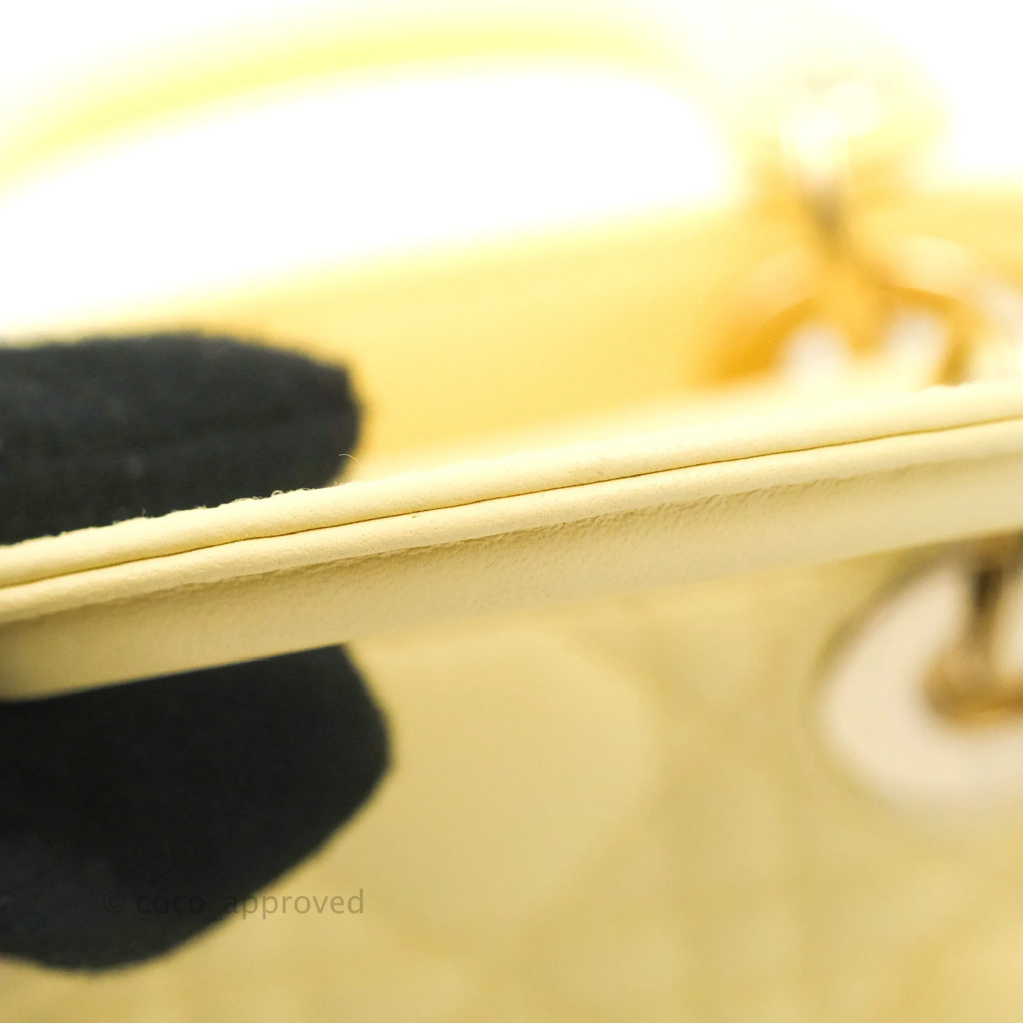 Christian Dior Micro Lady Dior Cannage Pale Yellow Lambskin Gold Hardware