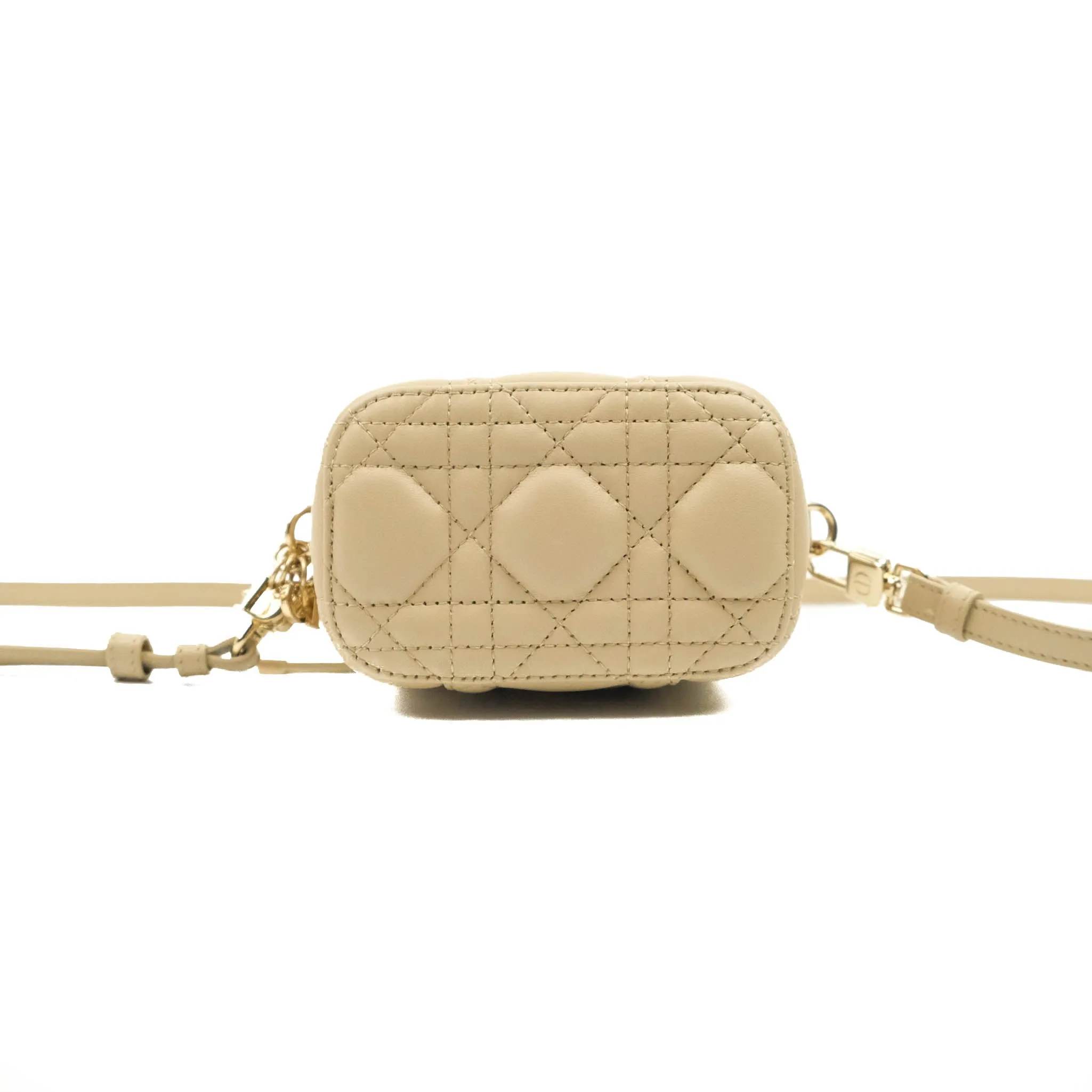 Christian Dior Micro Lady Dior Vanity Case Beige Cannage Lambskin