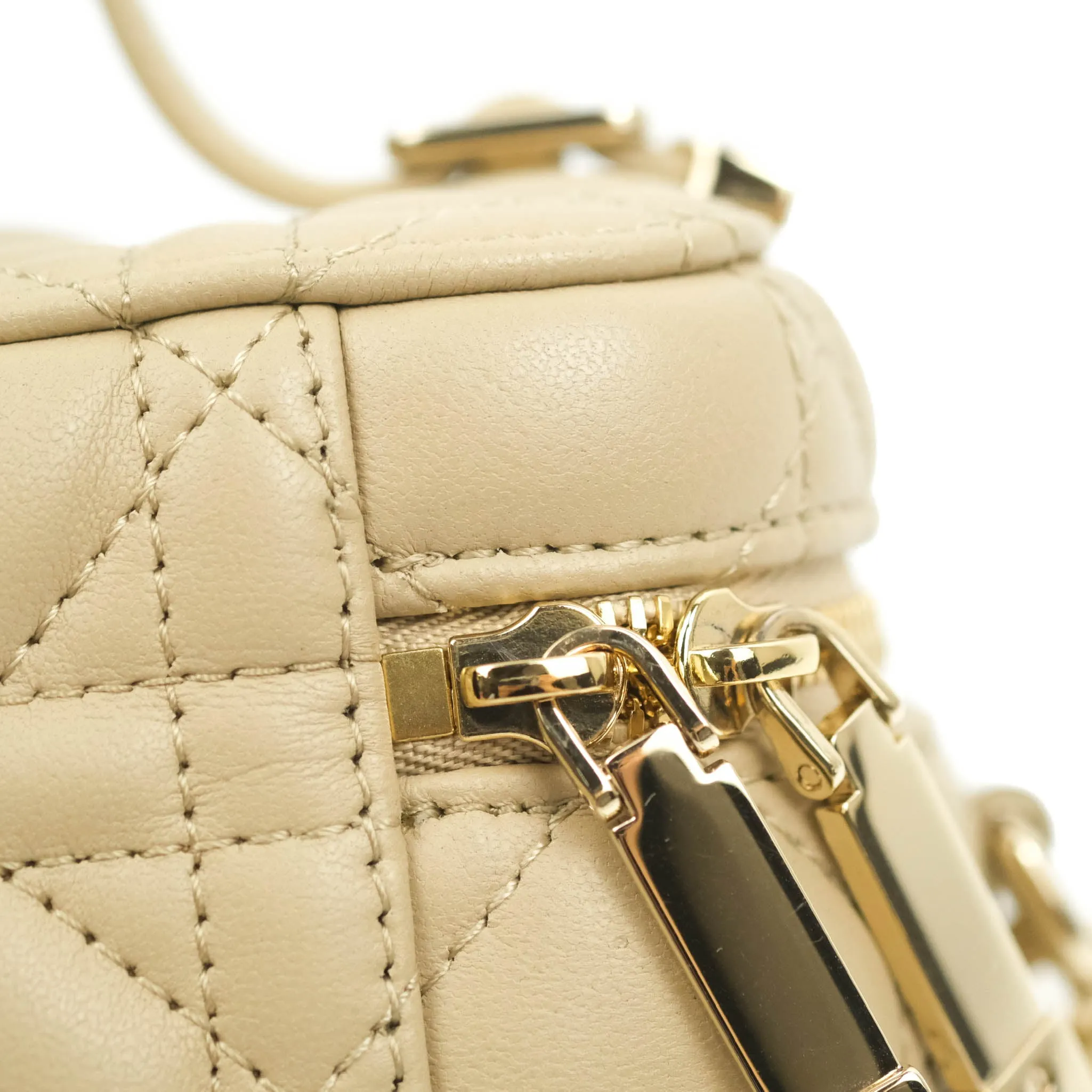 Christian Dior Micro Lady Dior Vanity Case Beige Cannage Lambskin