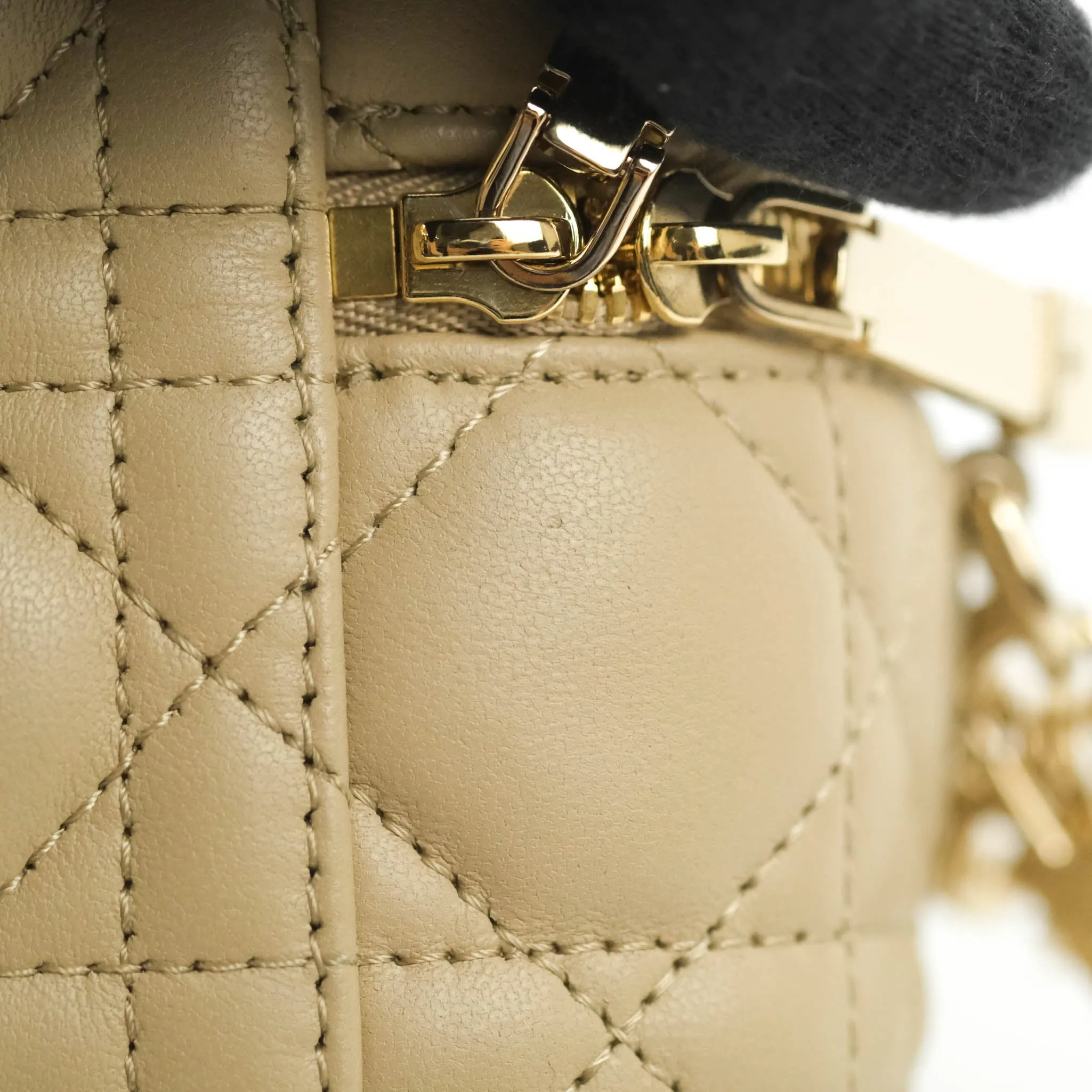 Christian Dior Micro Lady Dior Vanity Case Beige Cannage Lambskin