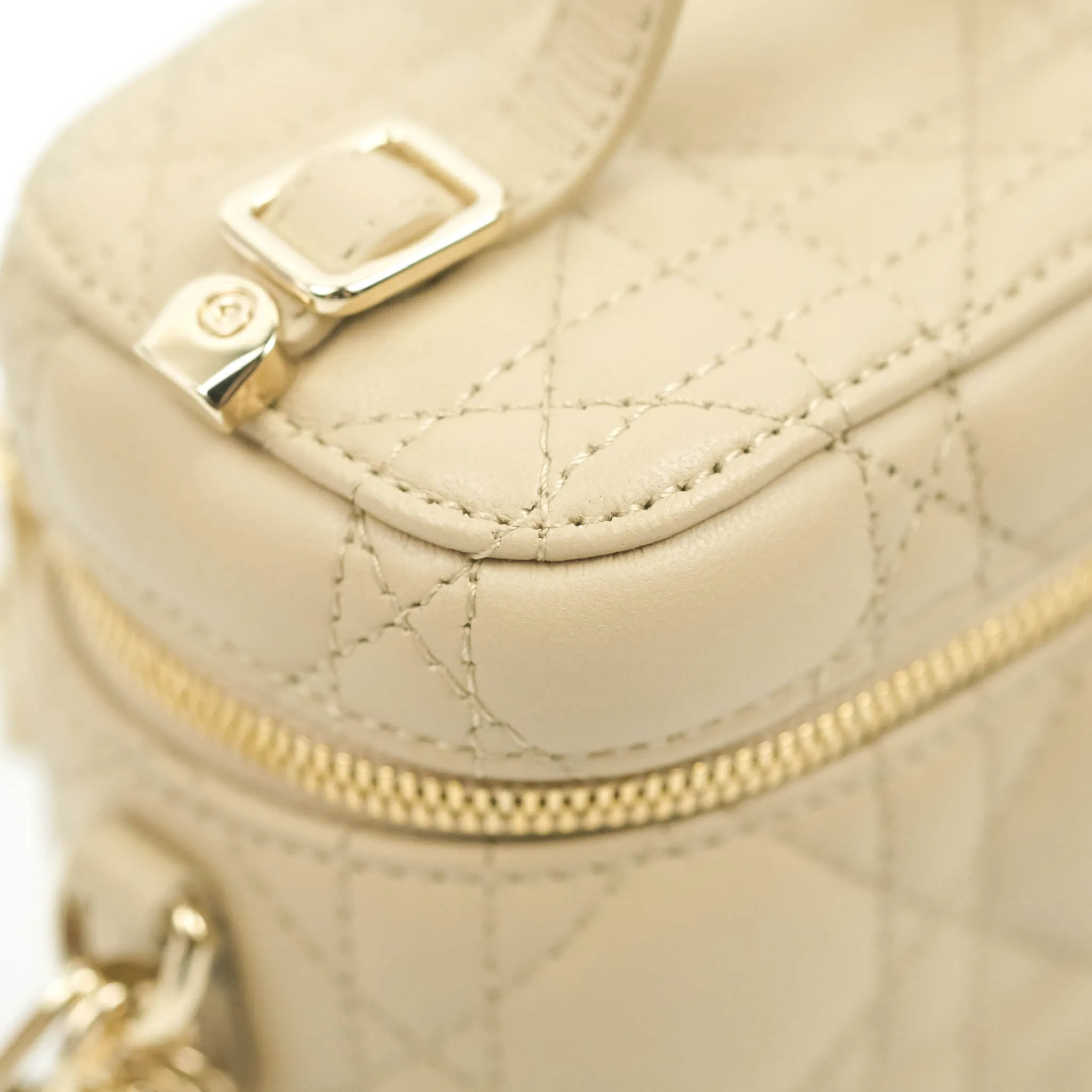 Christian Dior Micro Lady Dior Vanity Case Beige Cannage Lambskin