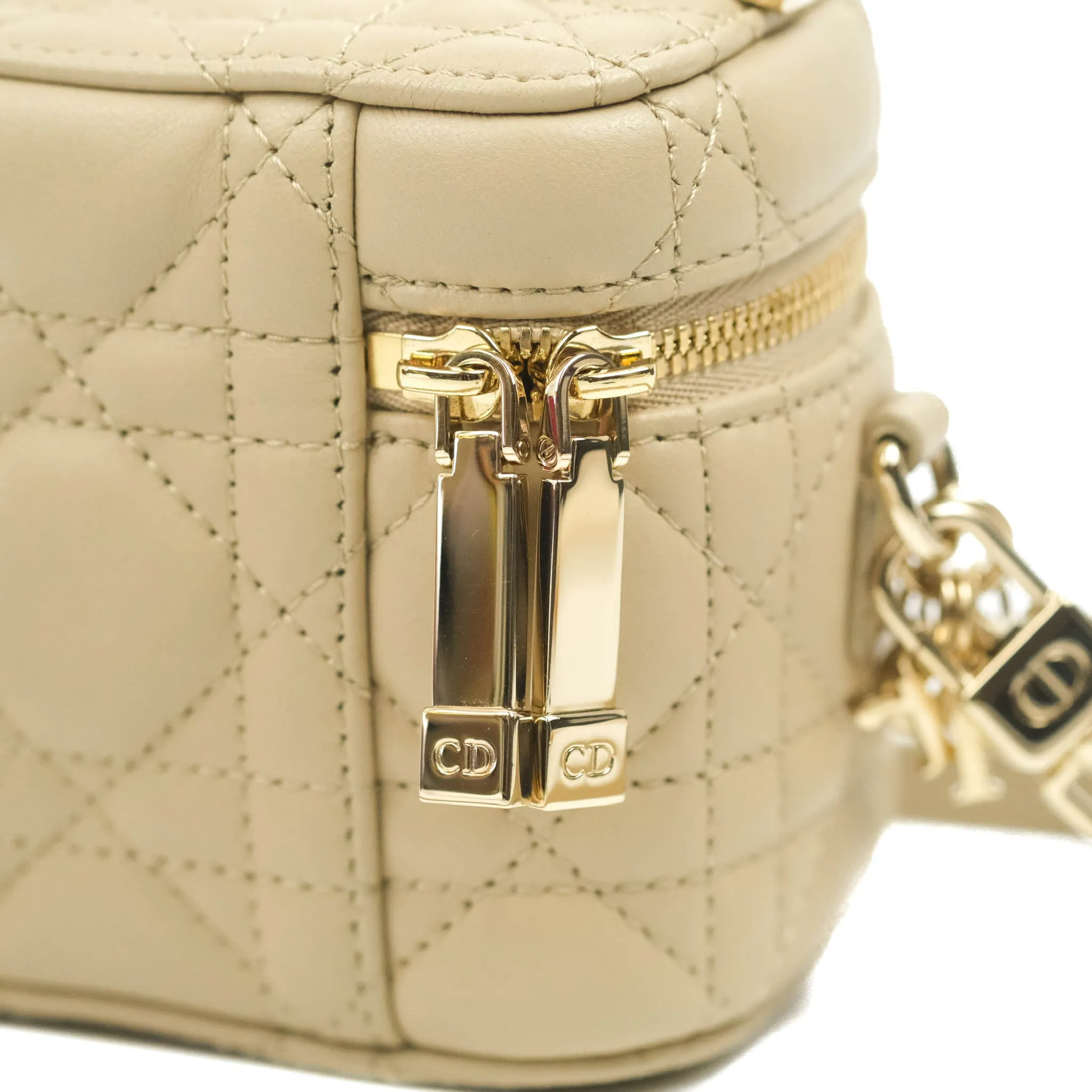 Christian Dior Micro Lady Dior Vanity Case Beige Cannage Lambskin