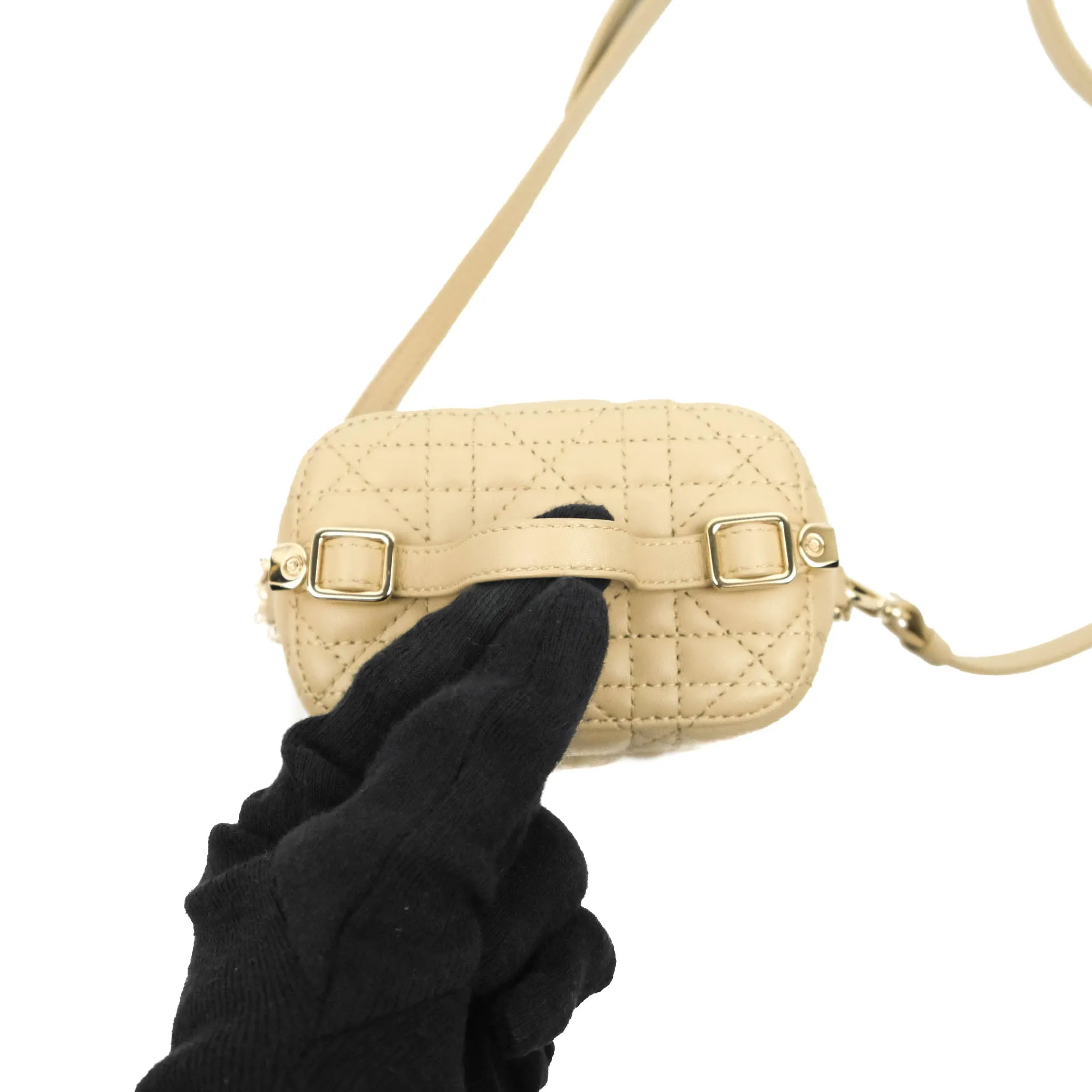 Christian Dior Micro Lady Dior Vanity Case Beige Cannage Lambskin