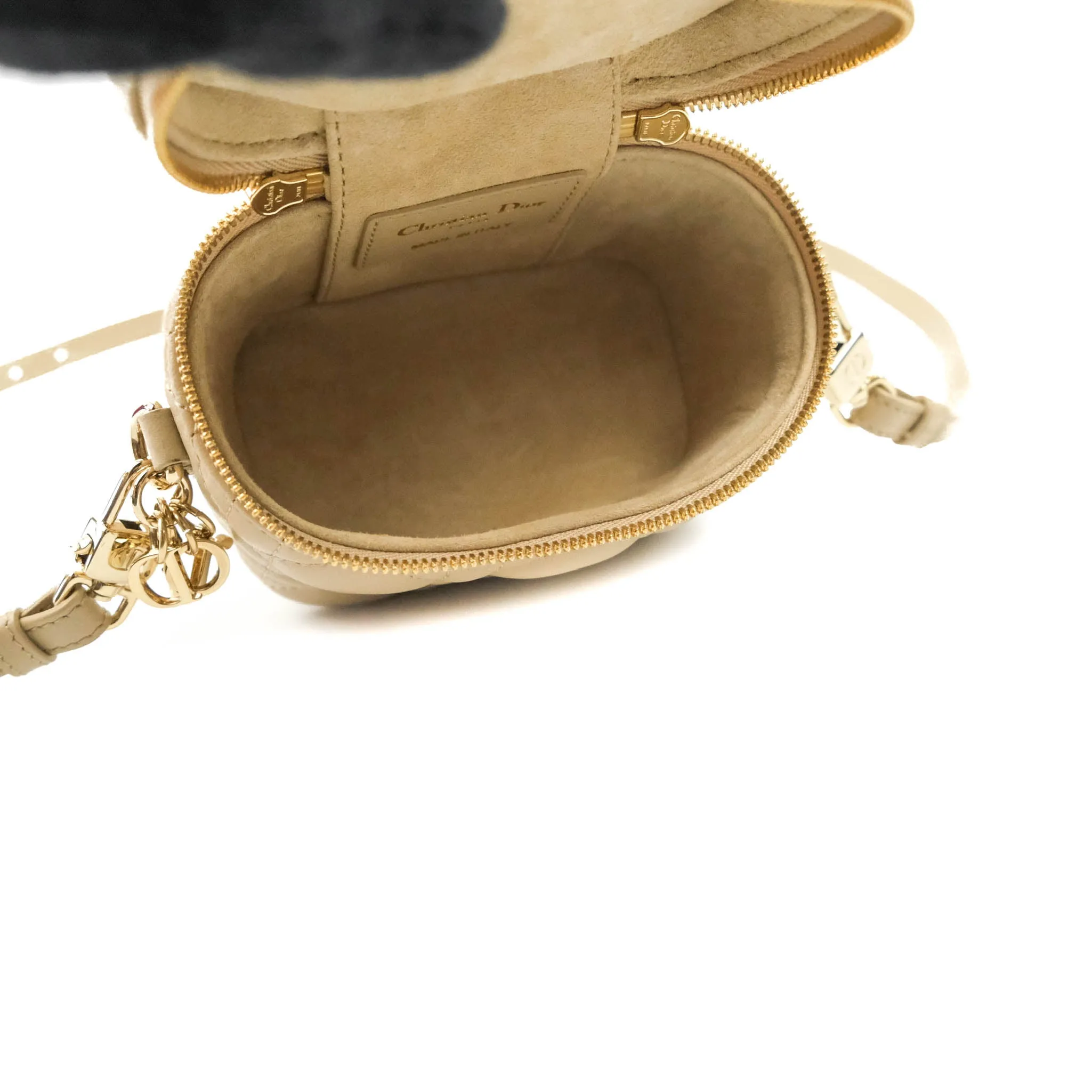 Christian Dior Micro Lady Dior Vanity Case Beige Cannage Lambskin