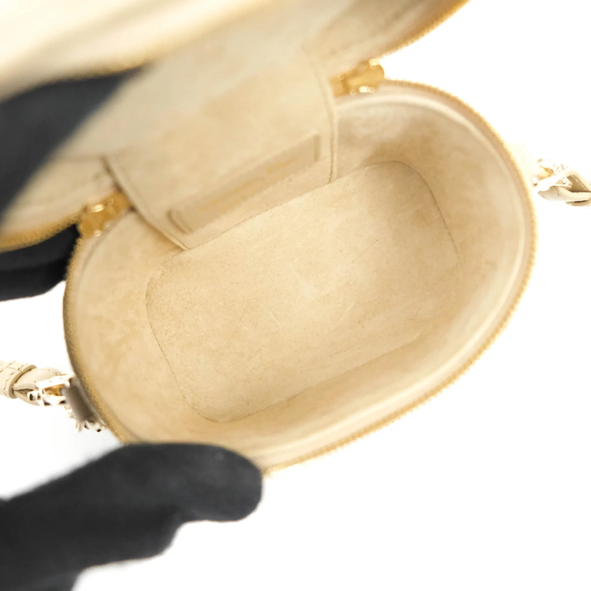 Christian Dior Micro Lady Dior Vanity Case Beige Cannage Lambskin