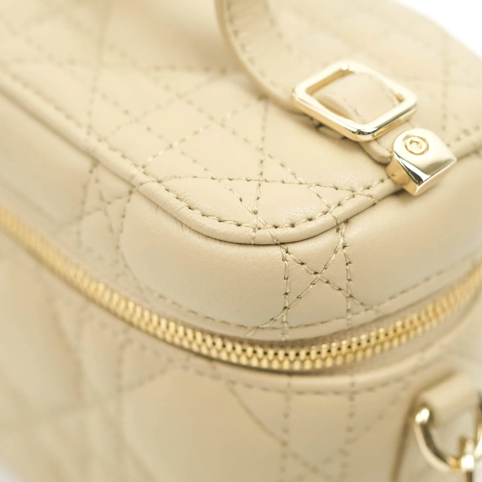 Christian Dior Micro Lady Dior Vanity Case Beige Cannage Lambskin