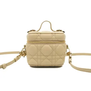 Christian Dior Micro Lady Dior Vanity Case Beige Cannage Lambskin