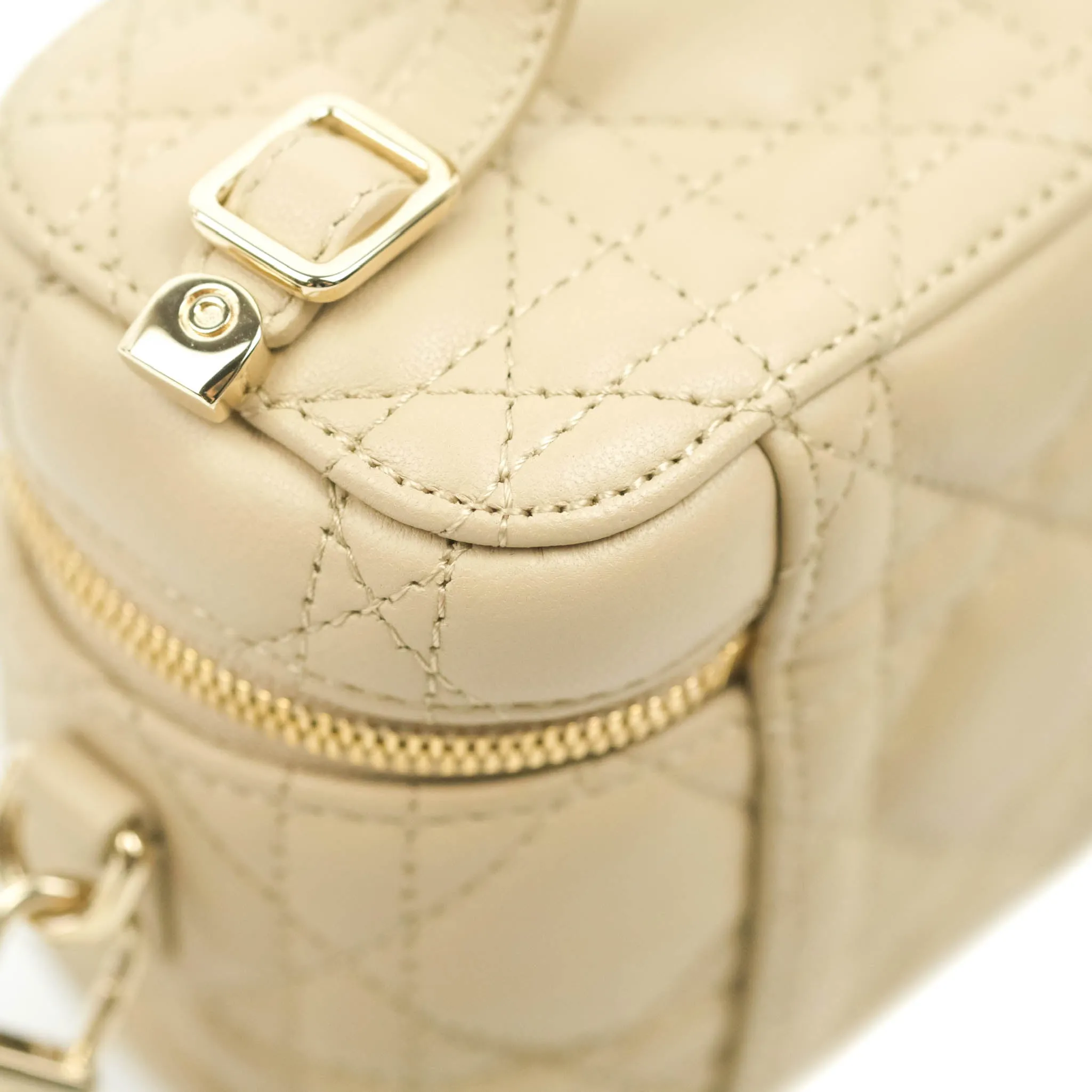 Christian Dior Micro Lady Dior Vanity Case Beige Cannage Lambskin