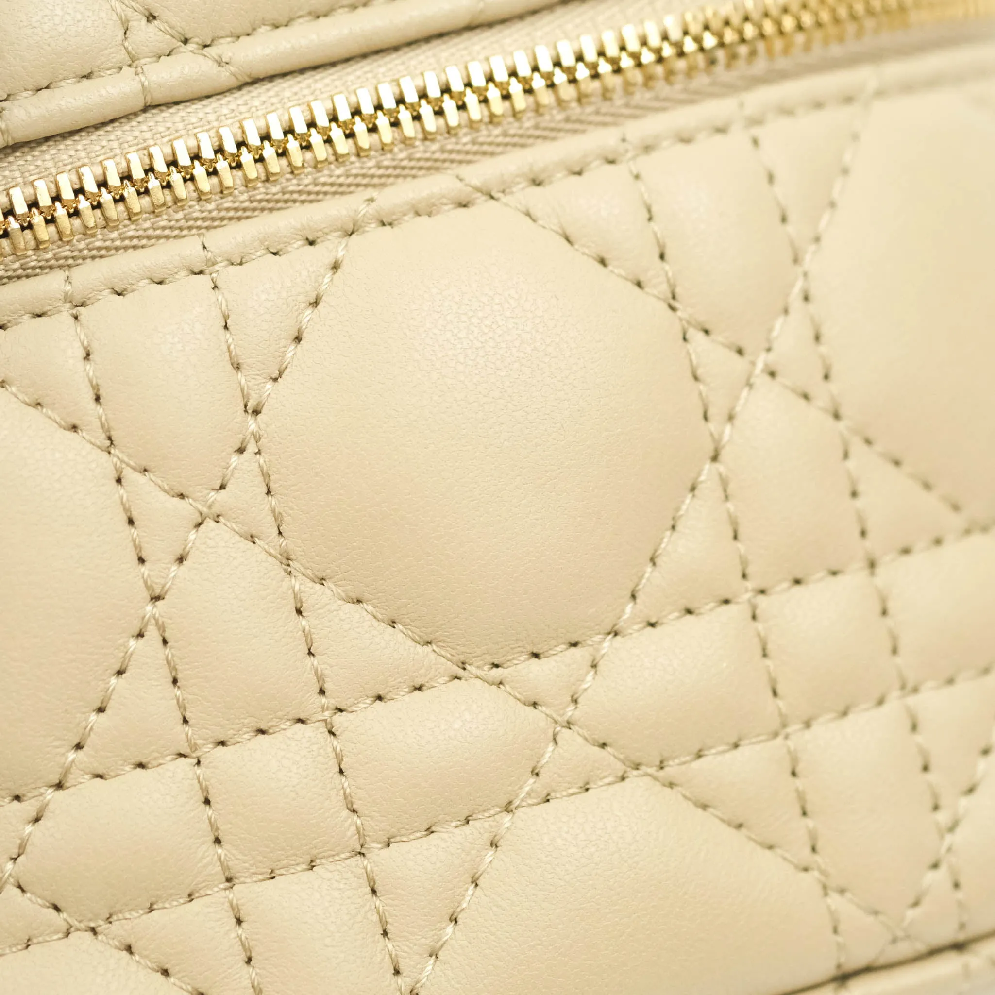 Christian Dior Micro Lady Dior Vanity Case Beige Cannage Lambskin