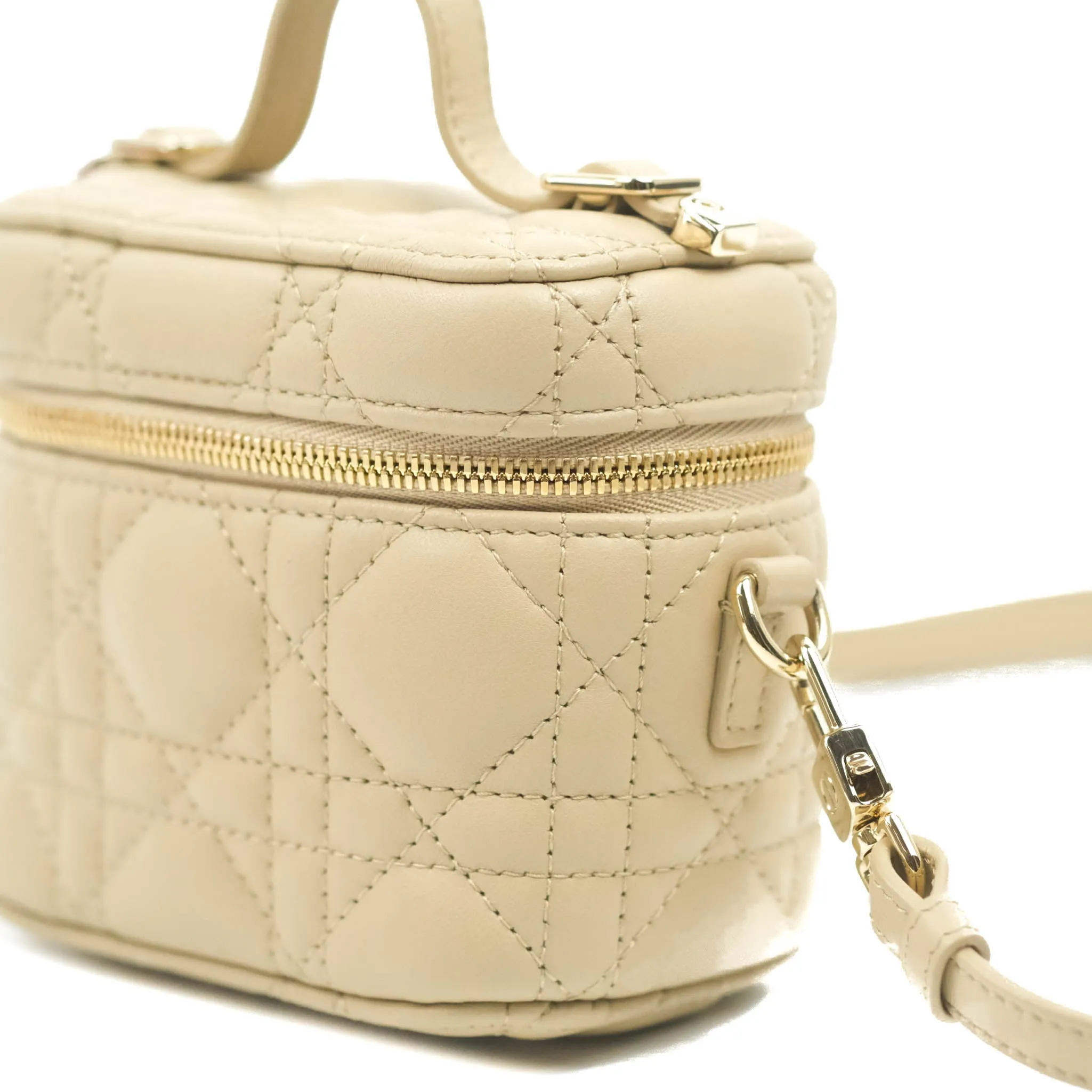 Christian Dior Micro Lady Dior Vanity Case Beige Cannage Lambskin