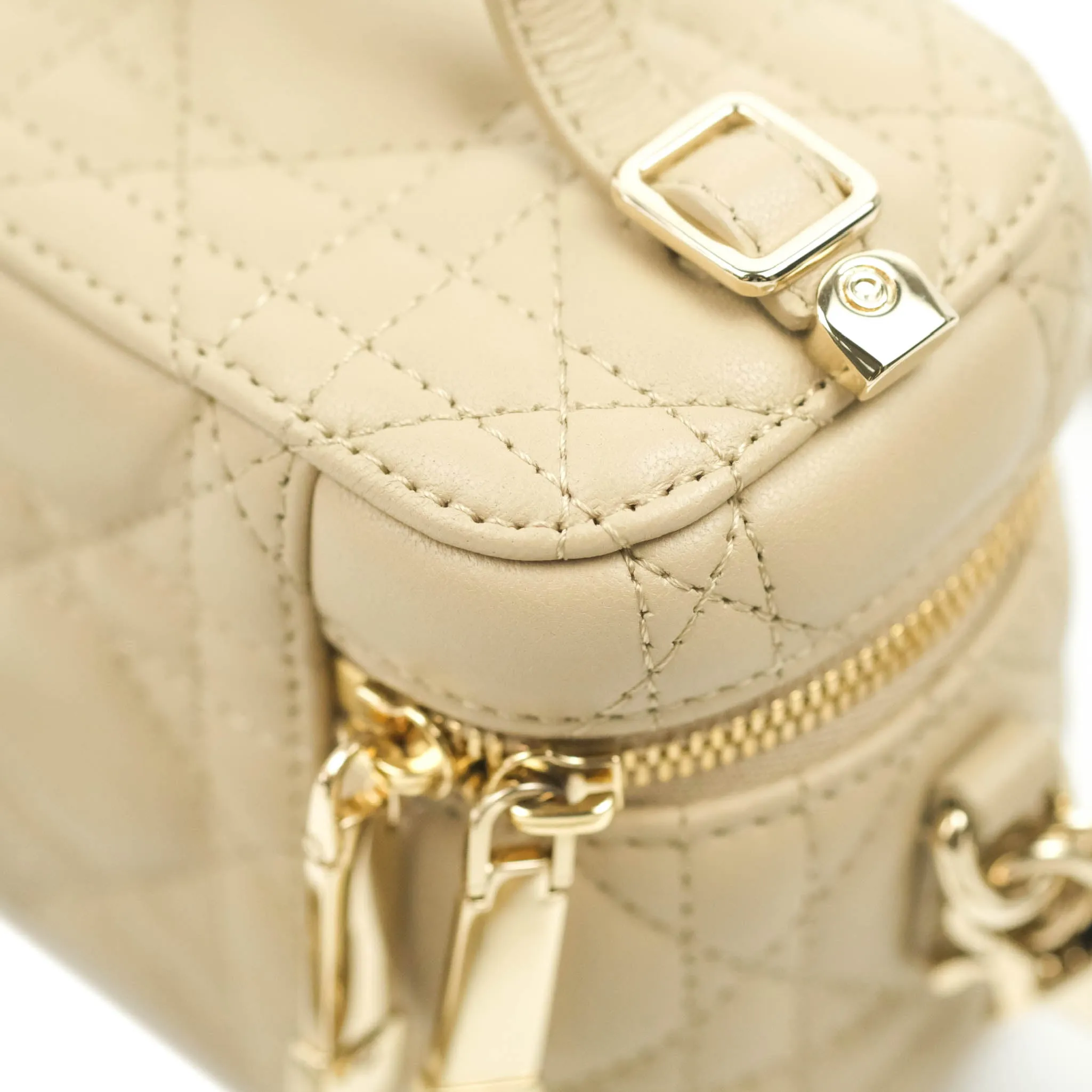 Christian Dior Micro Lady Dior Vanity Case Beige Cannage Lambskin