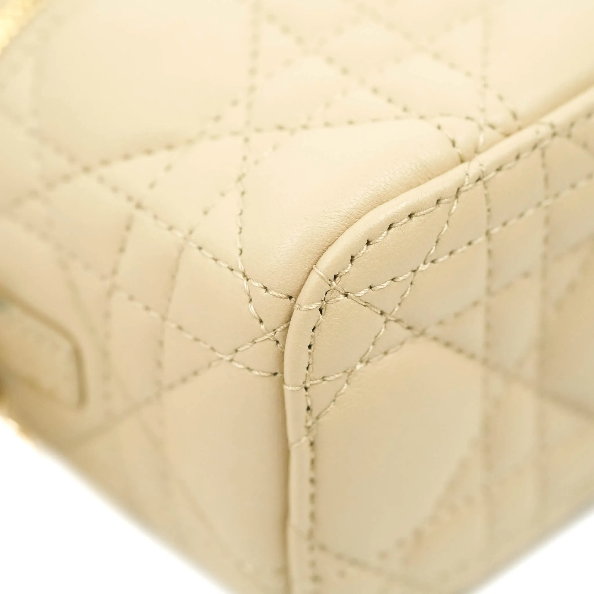 Christian Dior Micro Lady Dior Vanity Case Beige Cannage Lambskin