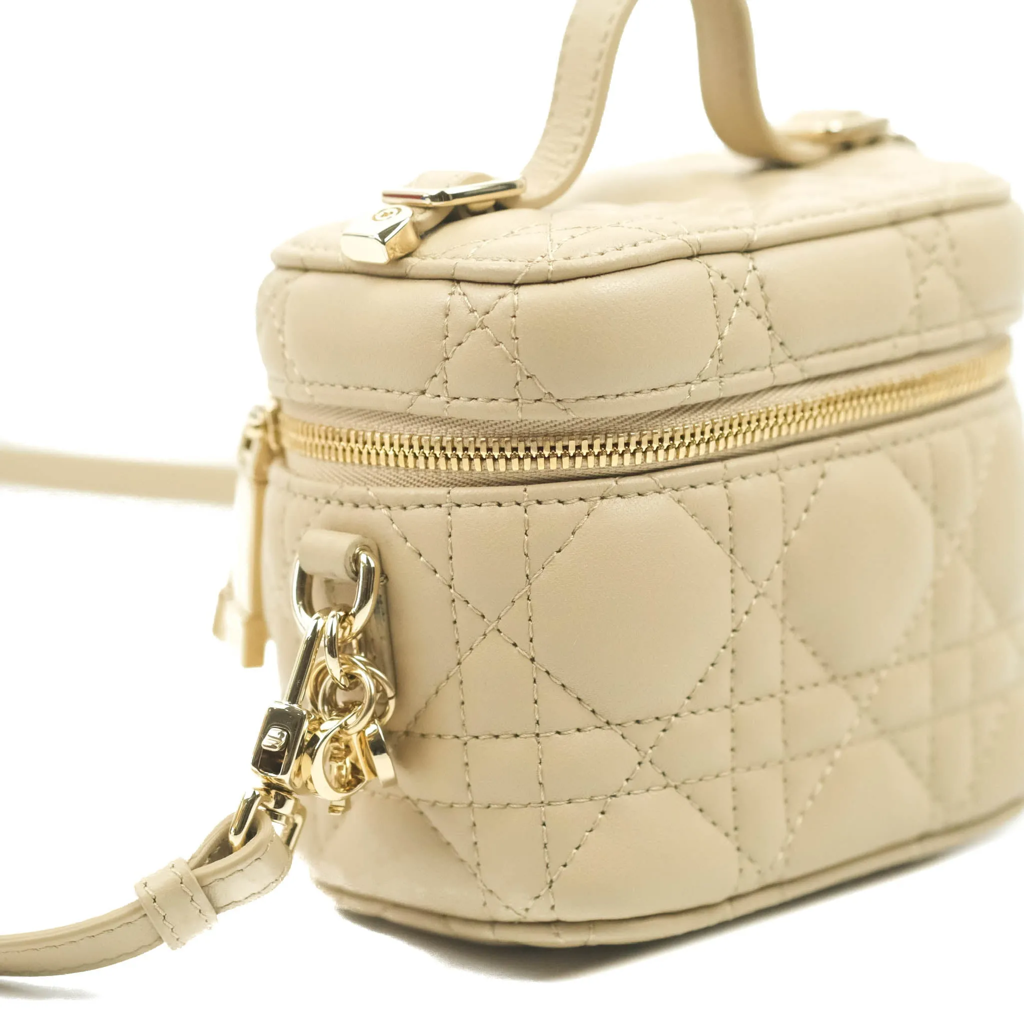 Christian Dior Micro Lady Dior Vanity Case Beige Cannage Lambskin