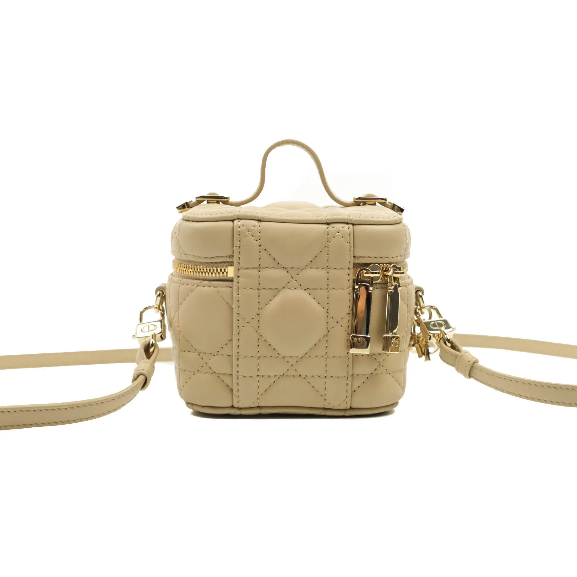 Christian Dior Micro Lady Dior Vanity Case Beige Cannage Lambskin
