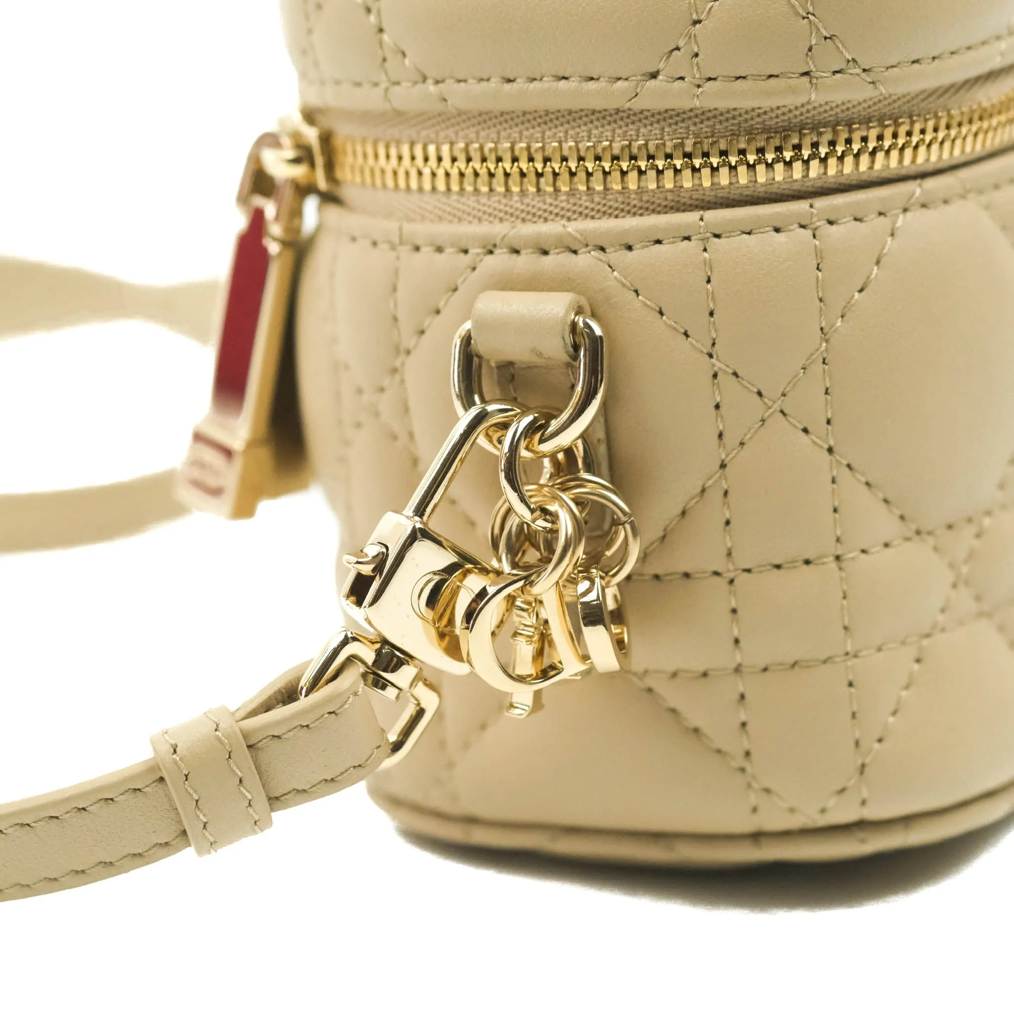 Christian Dior Micro Lady Dior Vanity Case Beige Cannage Lambskin