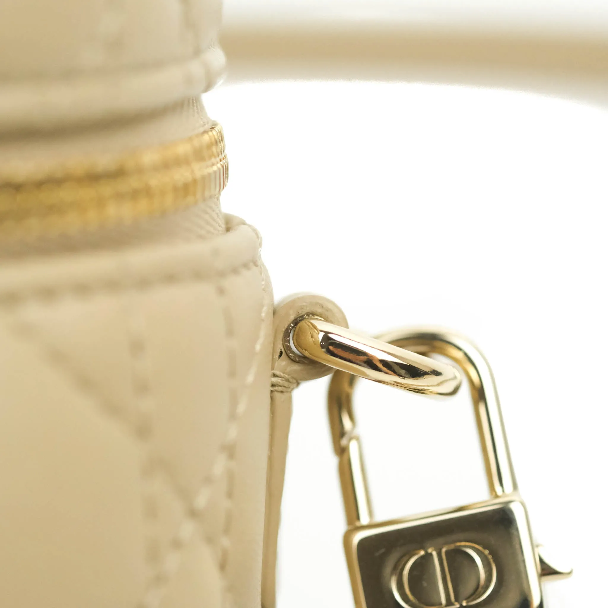 Christian Dior Micro Lady Dior Vanity Case Beige Cannage Lambskin
