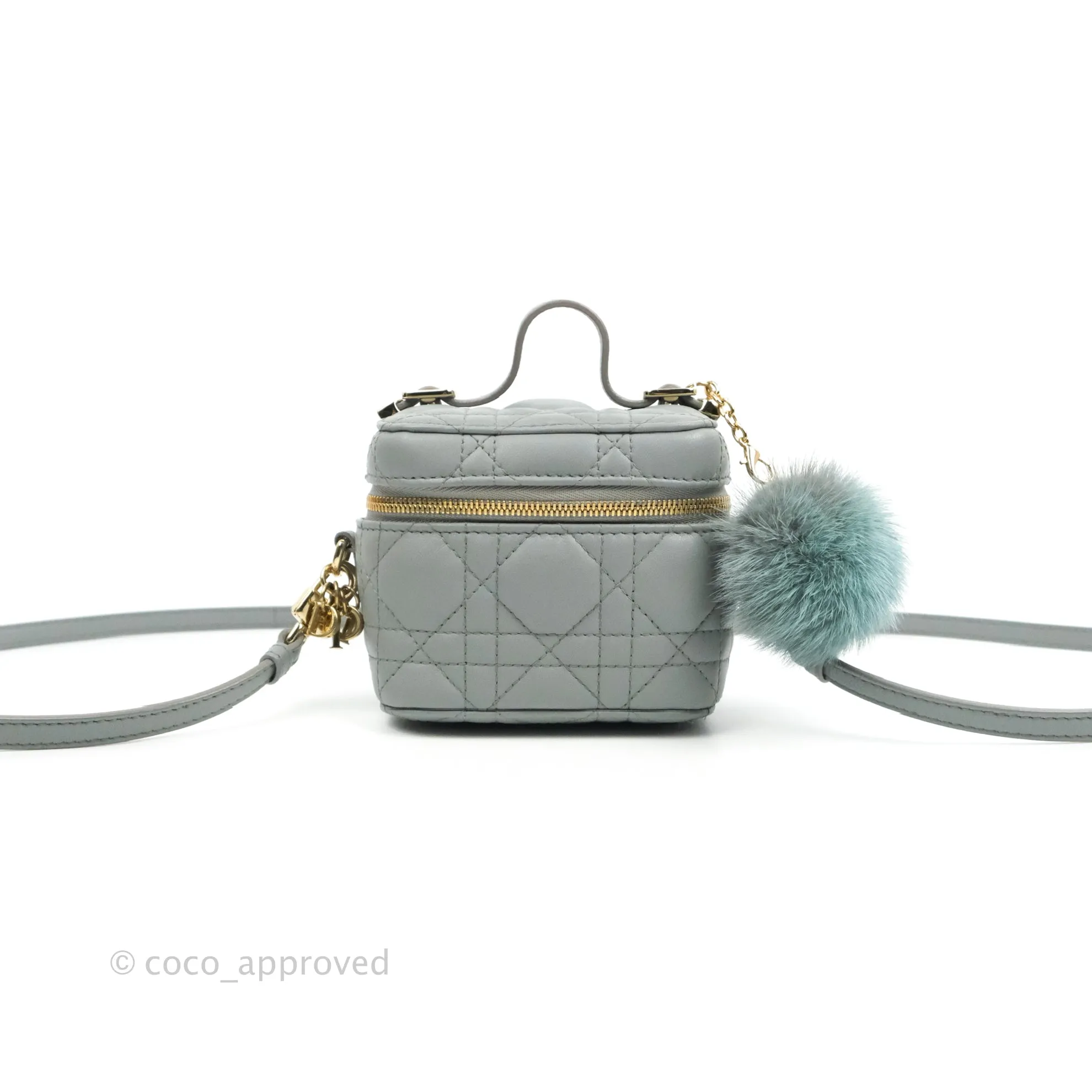 Christian Dior Micro Lady Dior Vanity Case Cloud Blue Cannage Lambskin