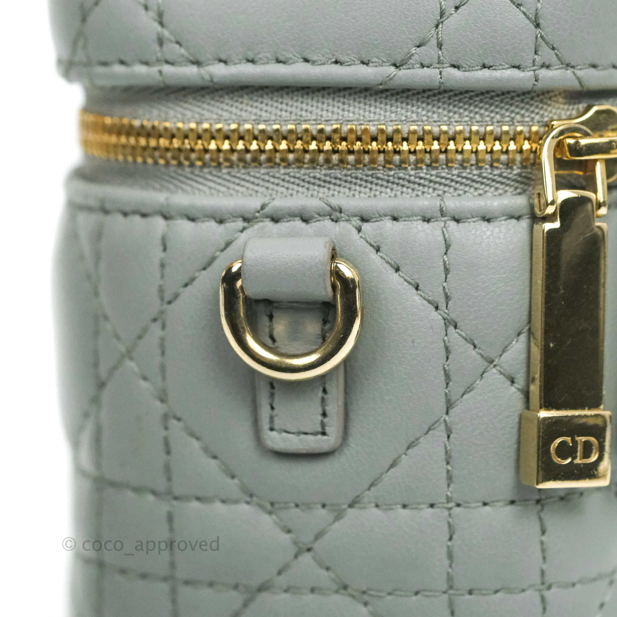 Christian Dior Micro Lady Dior Vanity Case Cloud Blue Cannage Lambskin
