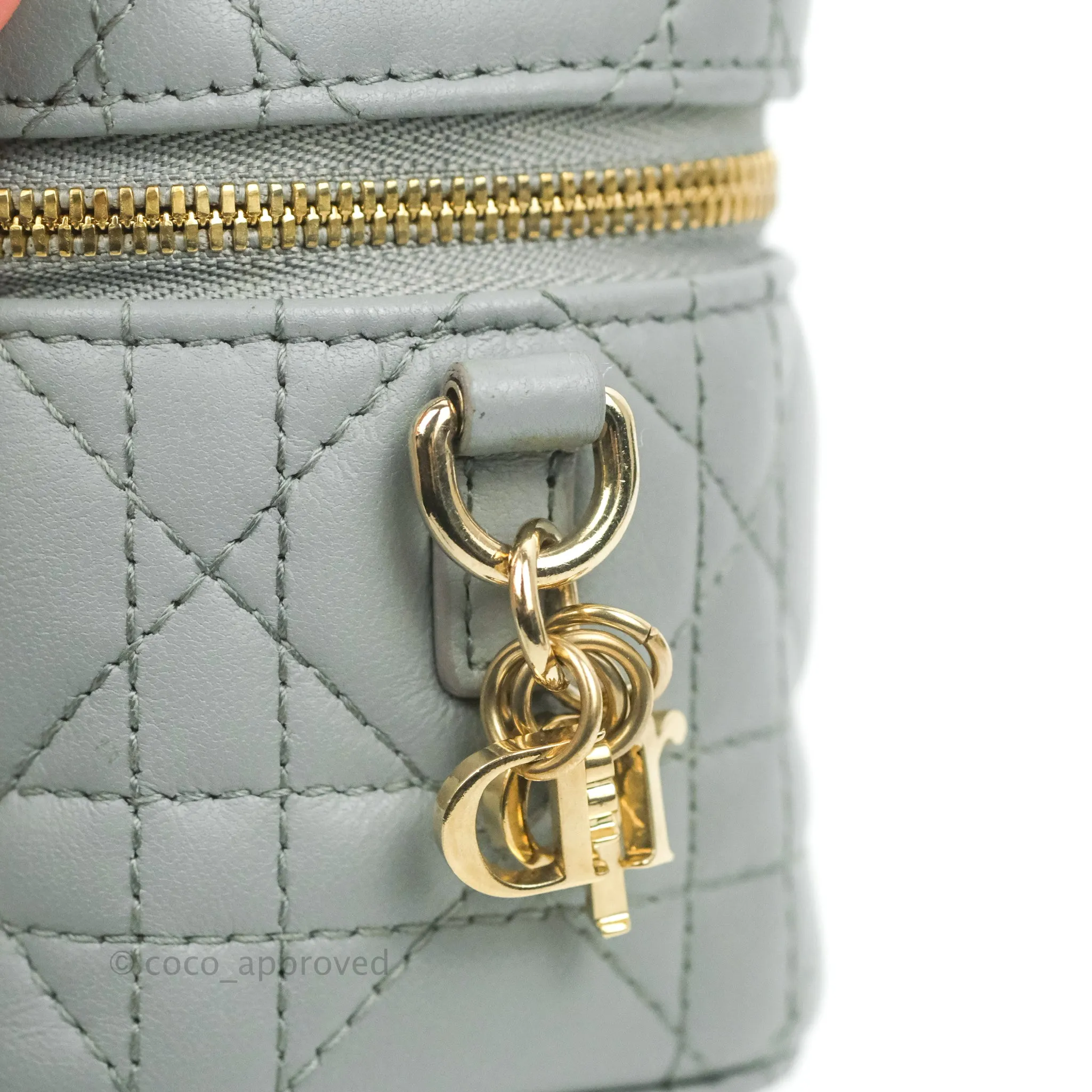 Christian Dior Micro Lady Dior Vanity Case Cloud Blue Cannage Lambskin