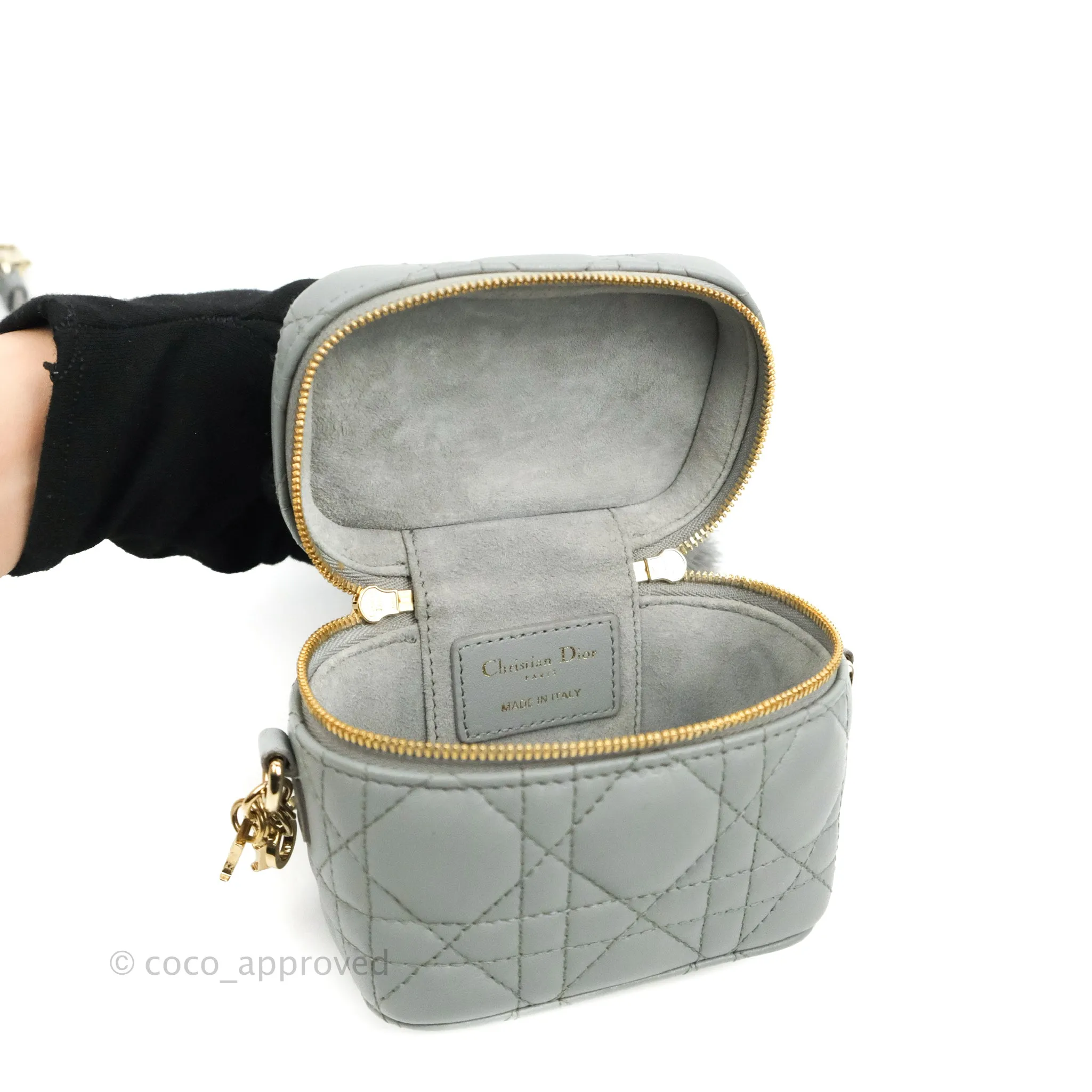 Christian Dior Micro Lady Dior Vanity Case Cloud Blue Cannage Lambskin