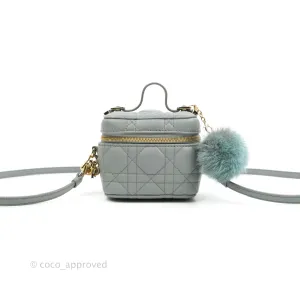 Christian Dior Micro Lady Dior Vanity Case Cloud Blue Cannage Lambskin