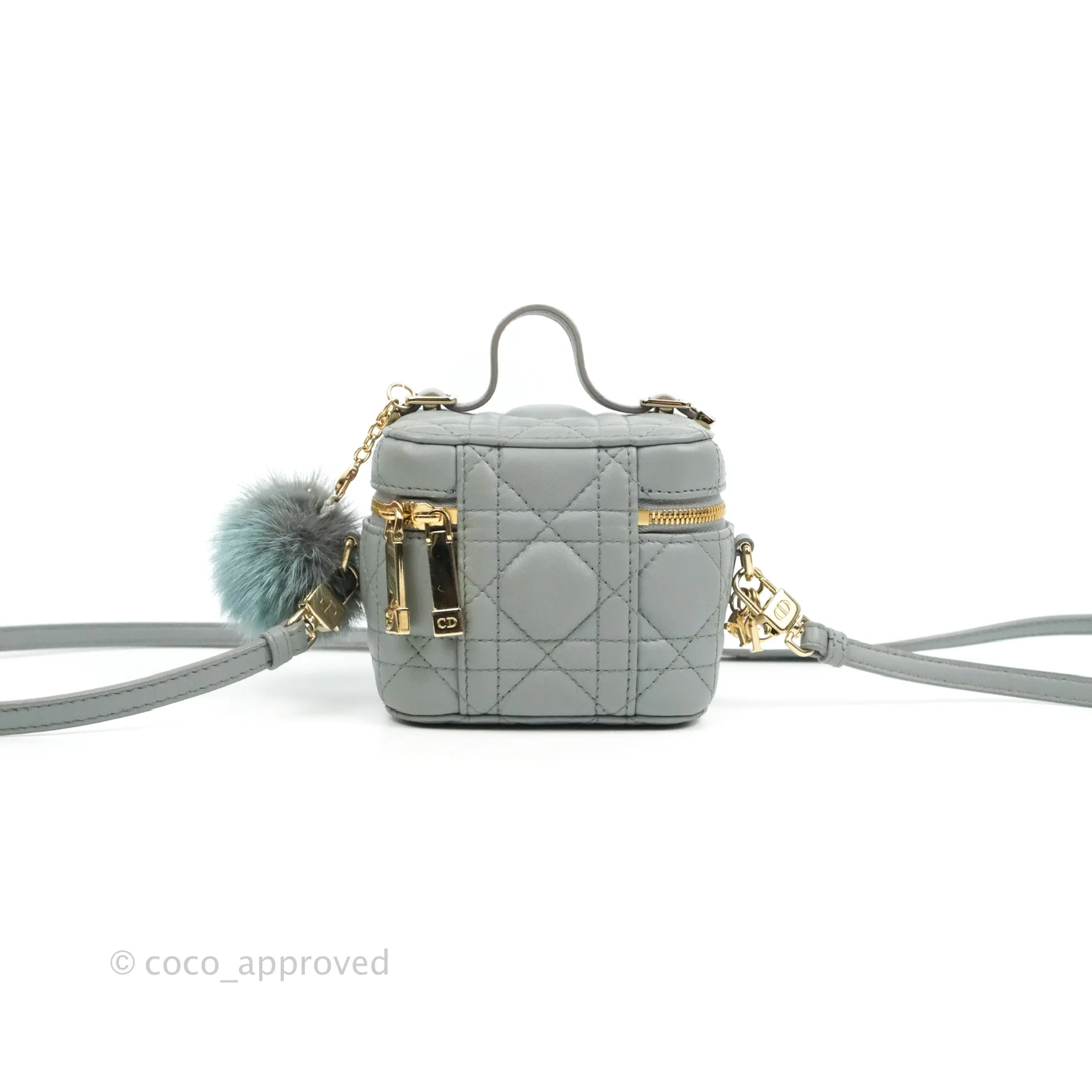 Christian Dior Micro Lady Dior Vanity Case Cloud Blue Cannage Lambskin