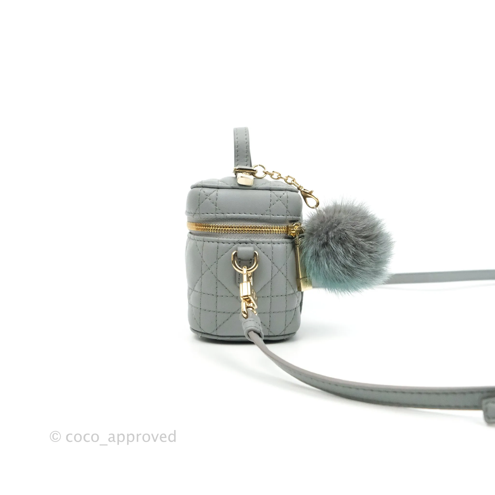 Christian Dior Micro Lady Dior Vanity Case Cloud Blue Cannage Lambskin