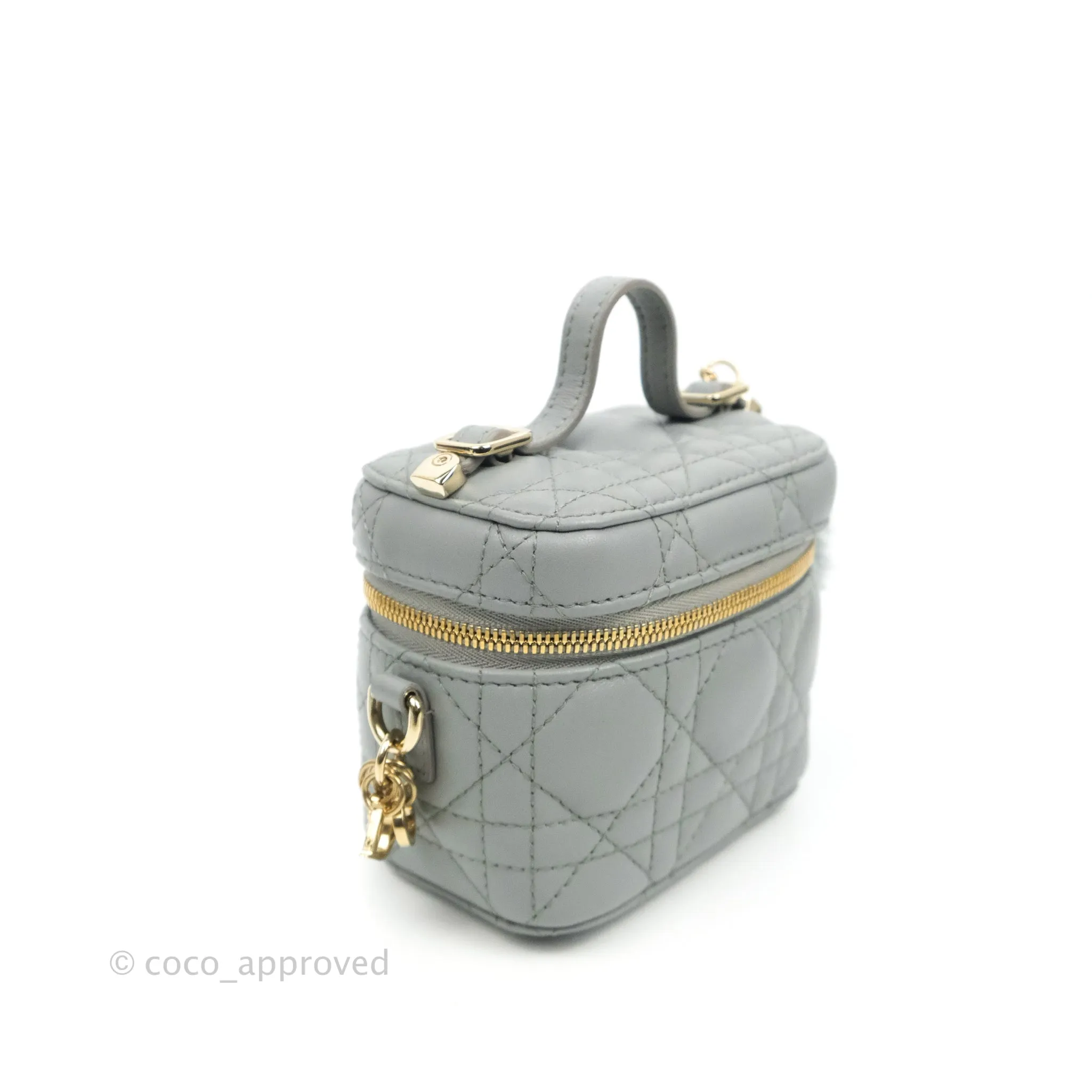 Christian Dior Micro Lady Dior Vanity Case Cloud Blue Cannage Lambskin
