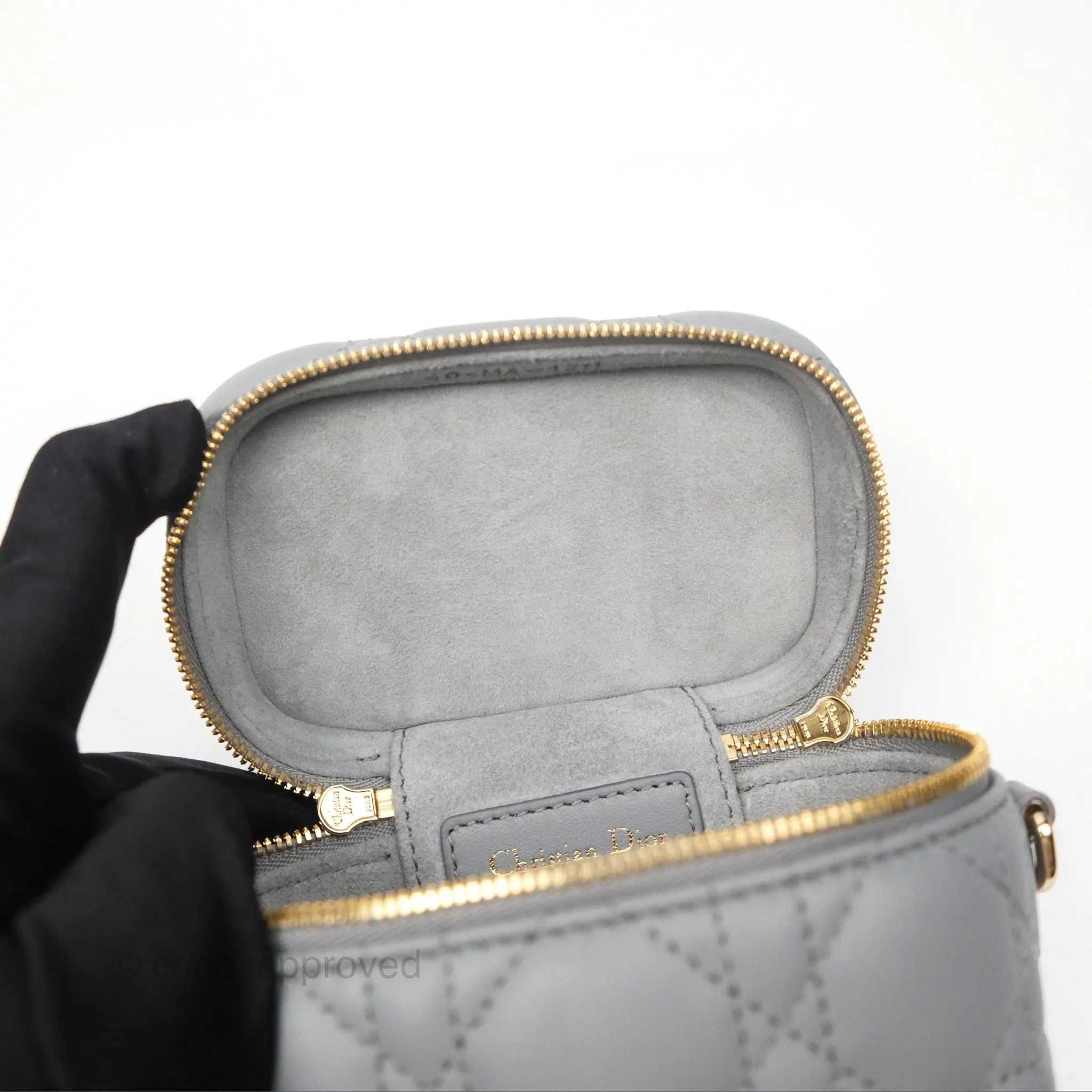 Christian Dior Micro Lady Dior Vanity Case Grey Cannage Lambskin