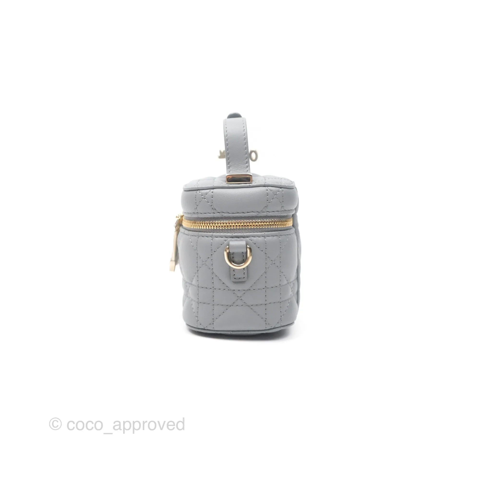 Christian Dior Micro Lady Dior Vanity Case Grey Cannage Lambskin