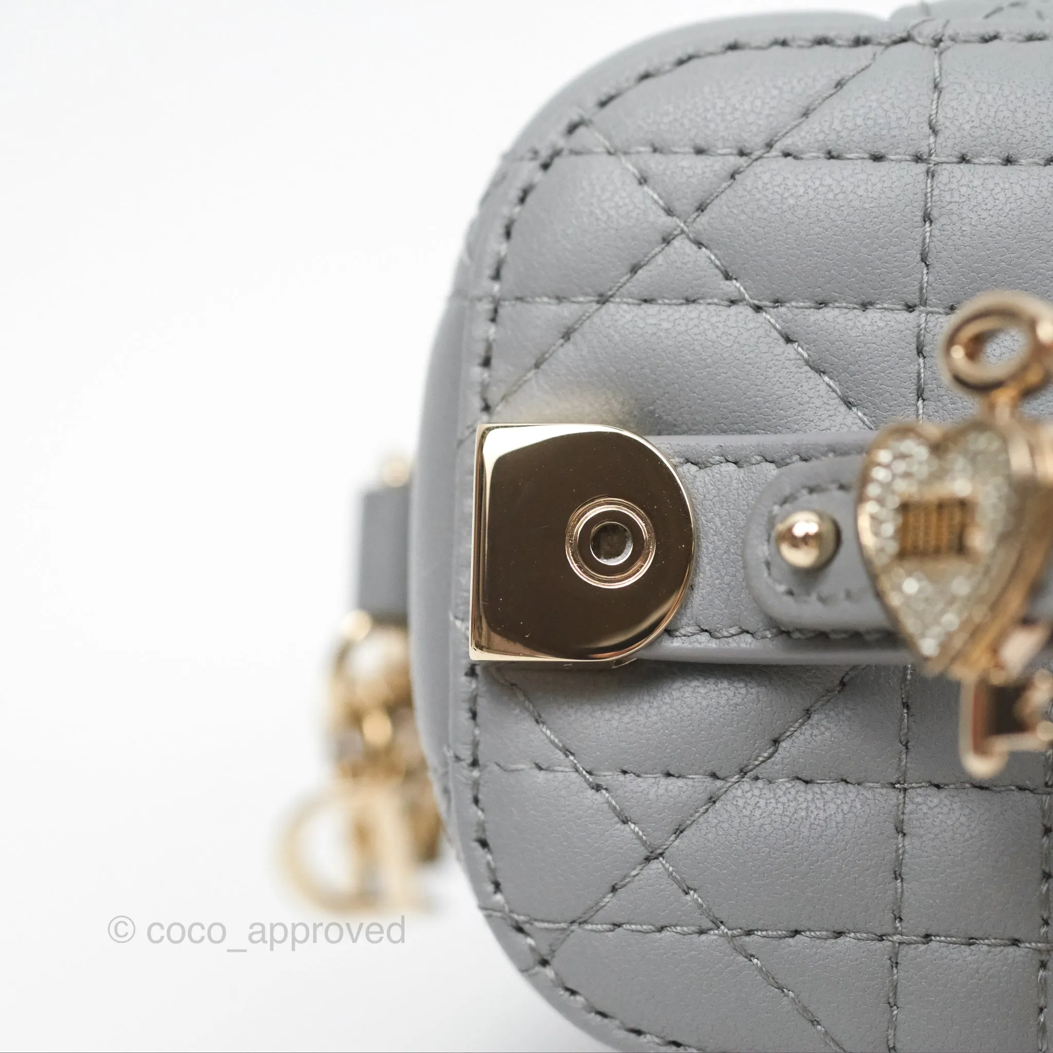 Christian Dior Micro Lady Dior Vanity Case Grey Cannage Lambskin
