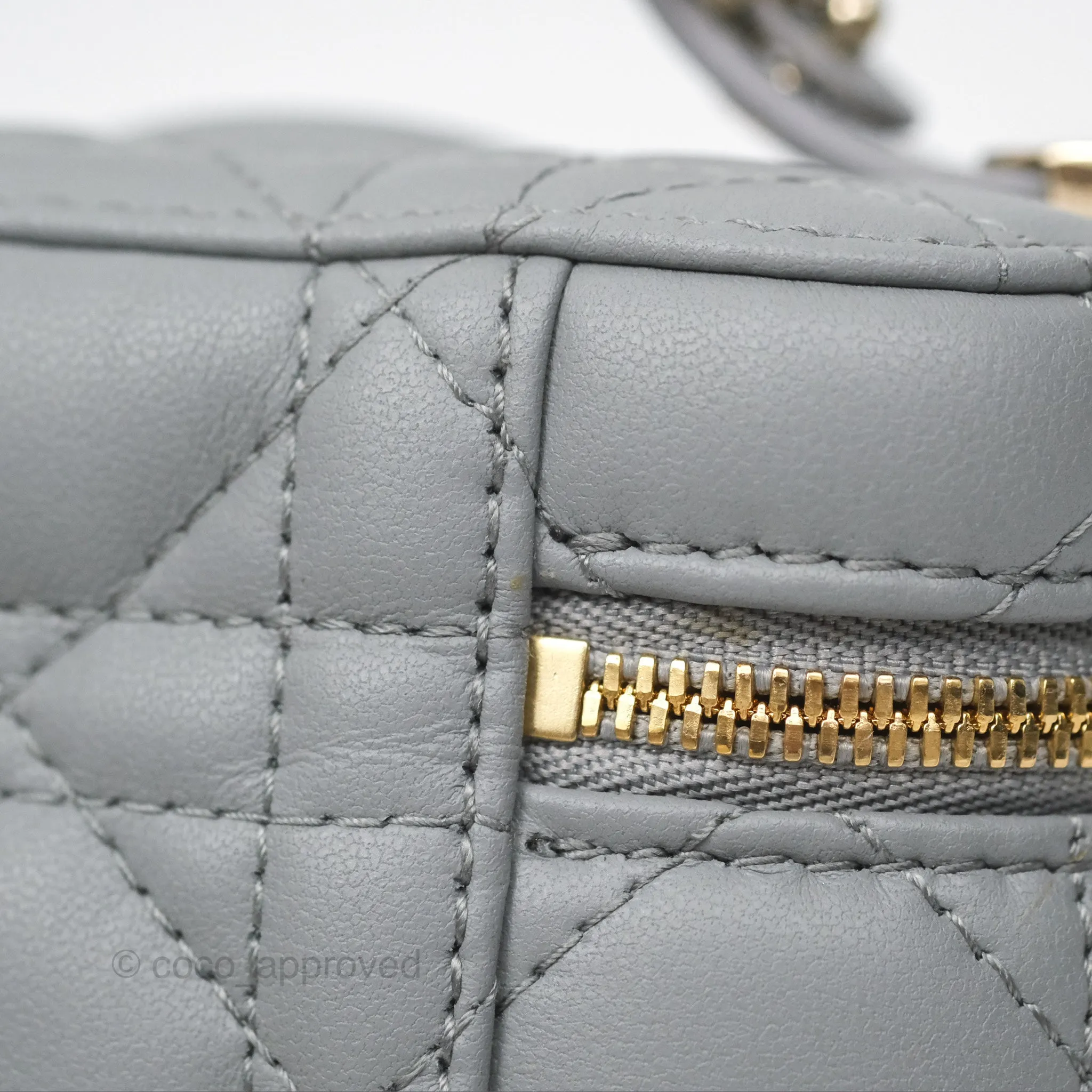 Christian Dior Micro Lady Dior Vanity Case Grey Cannage Lambskin