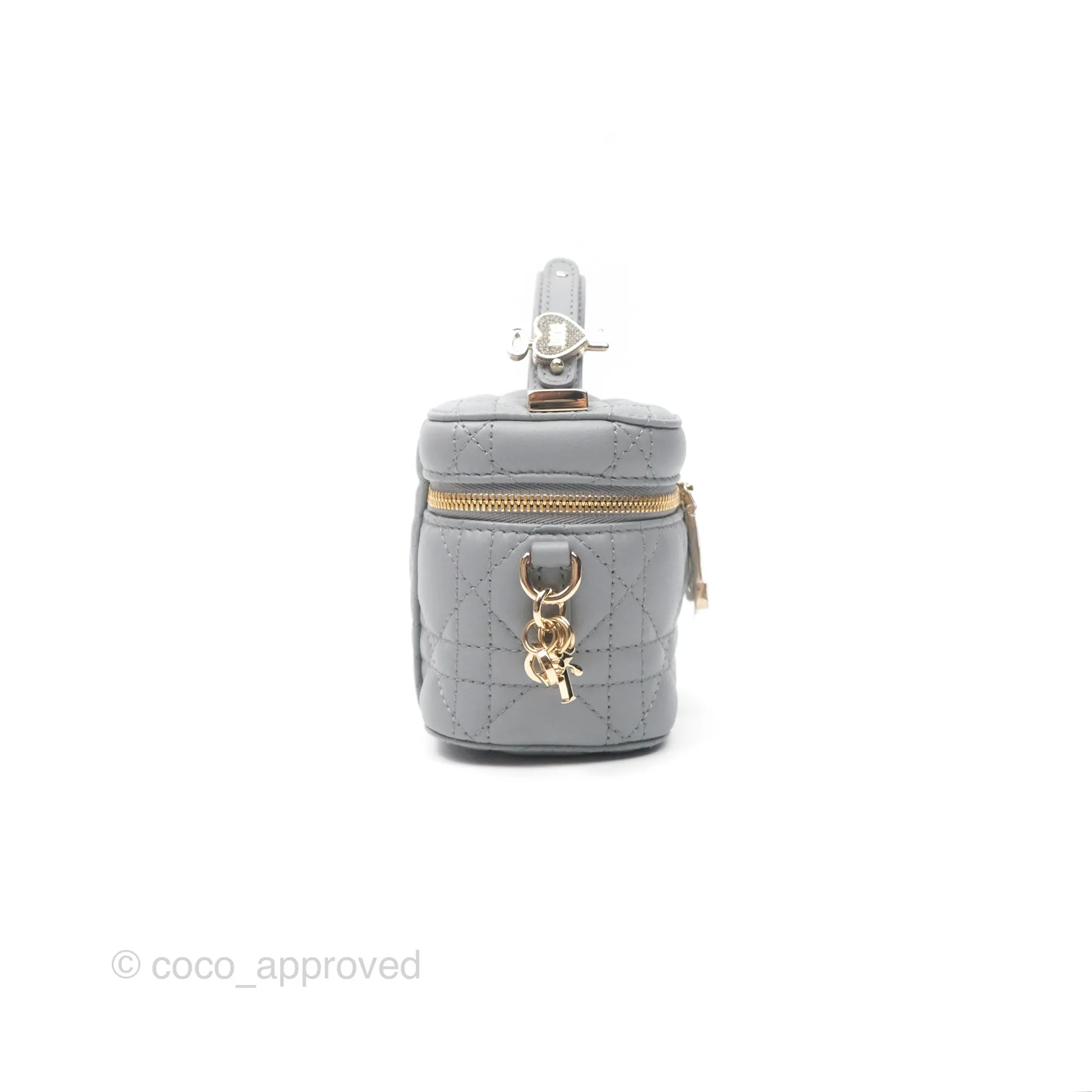 Christian Dior Micro Lady Dior Vanity Case Grey Cannage Lambskin