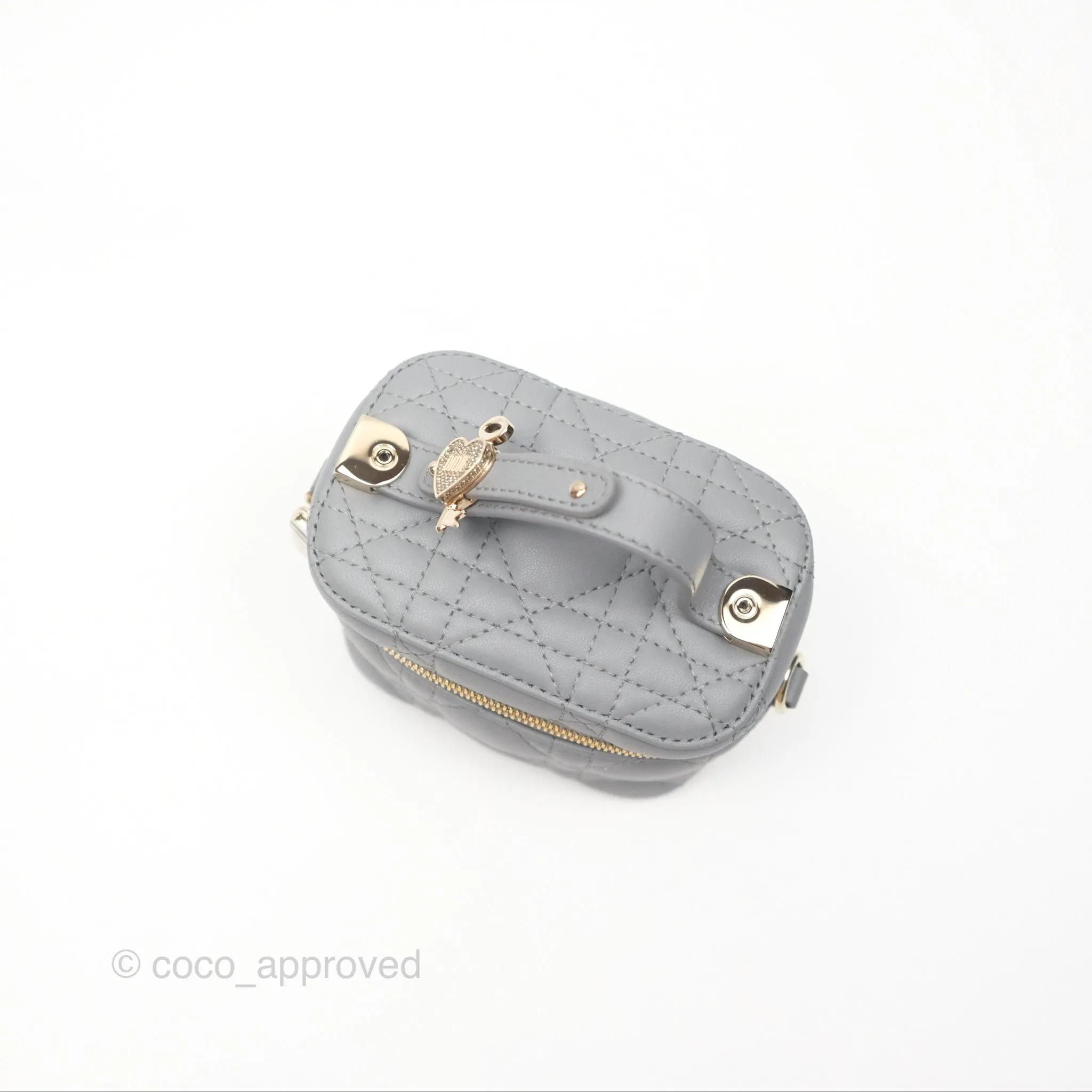 Christian Dior Micro Lady Dior Vanity Case Grey Cannage Lambskin
