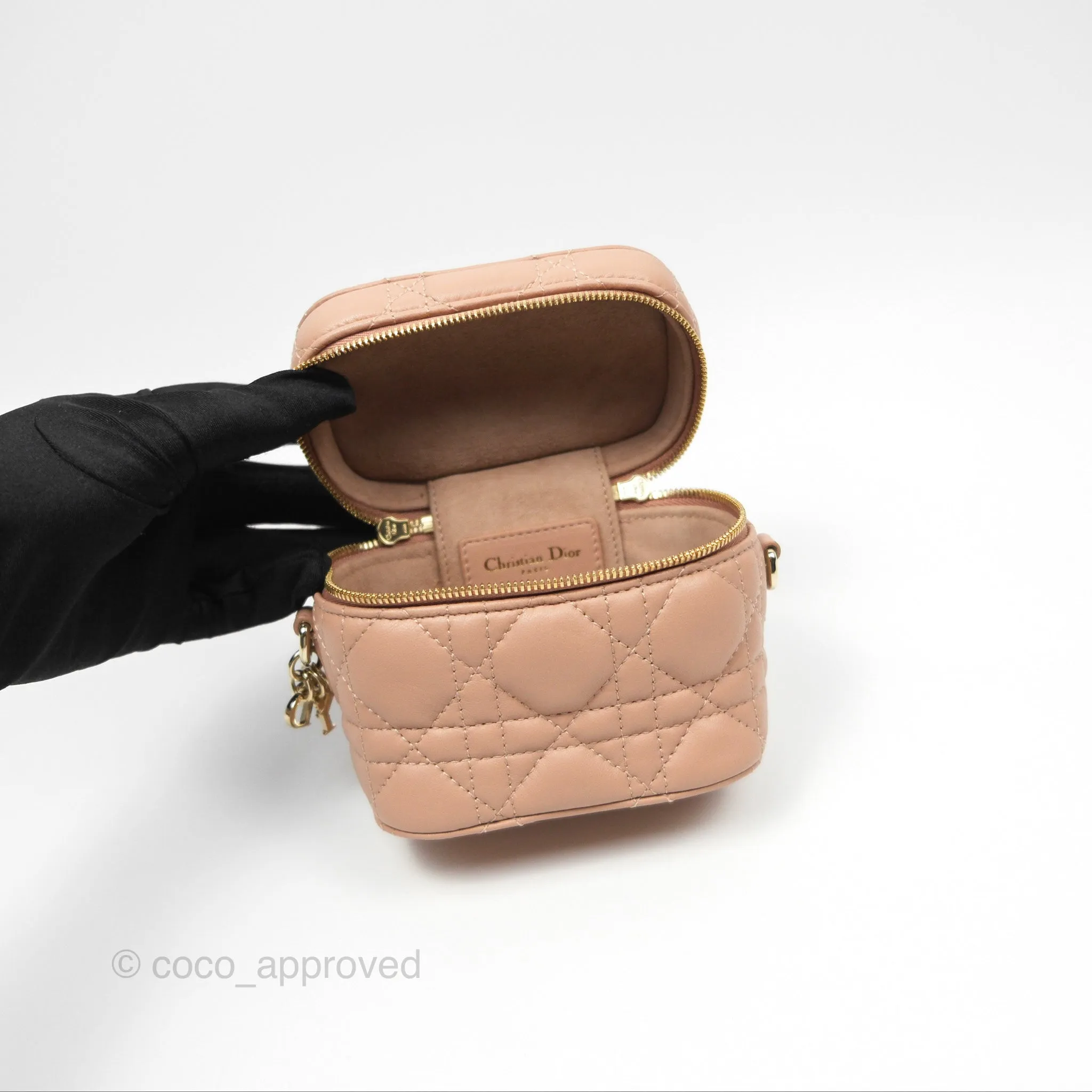 Christian Dior Micro Lady Dior Vanity Case Pink Cannage Lambskin