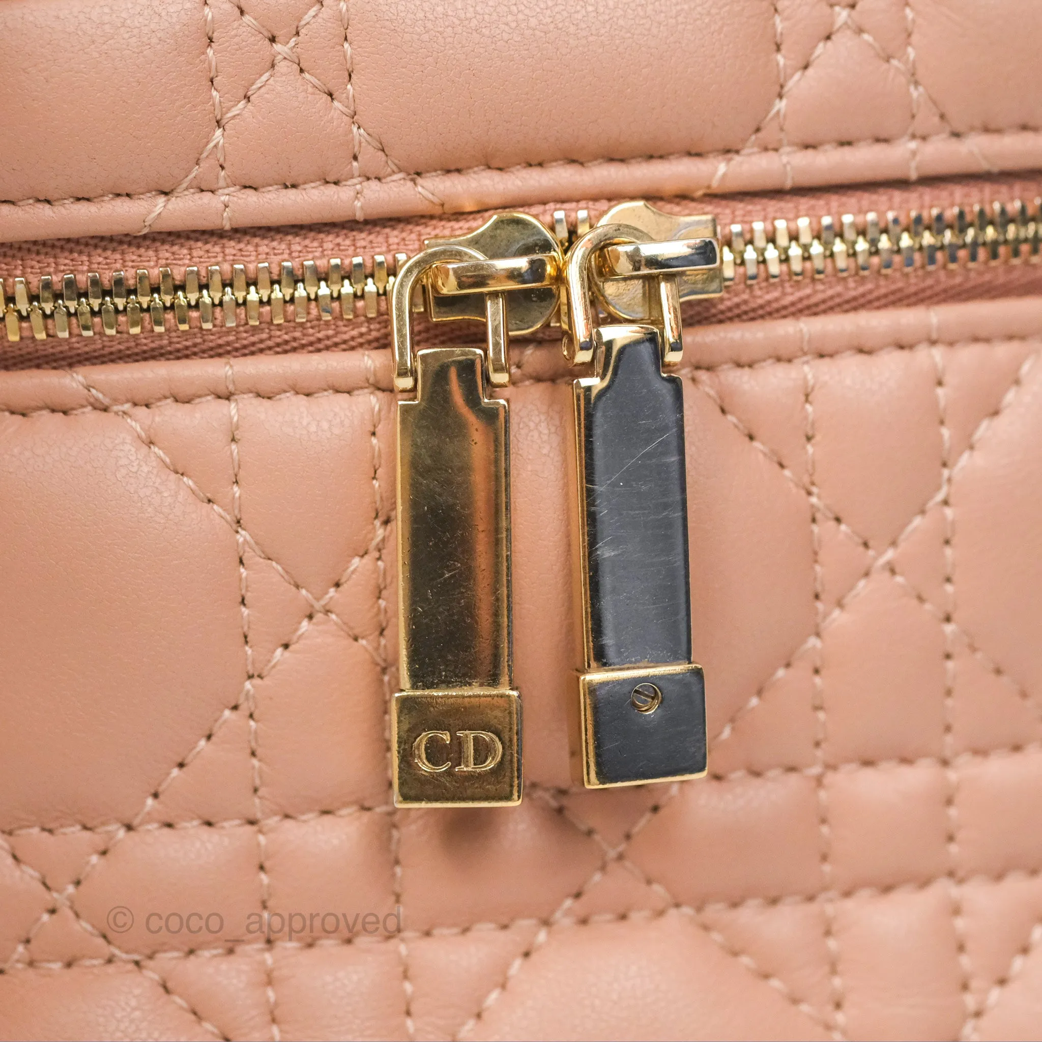 Christian Dior Micro Lady Dior Vanity Case Rose Des Vents Cannage Lambskin