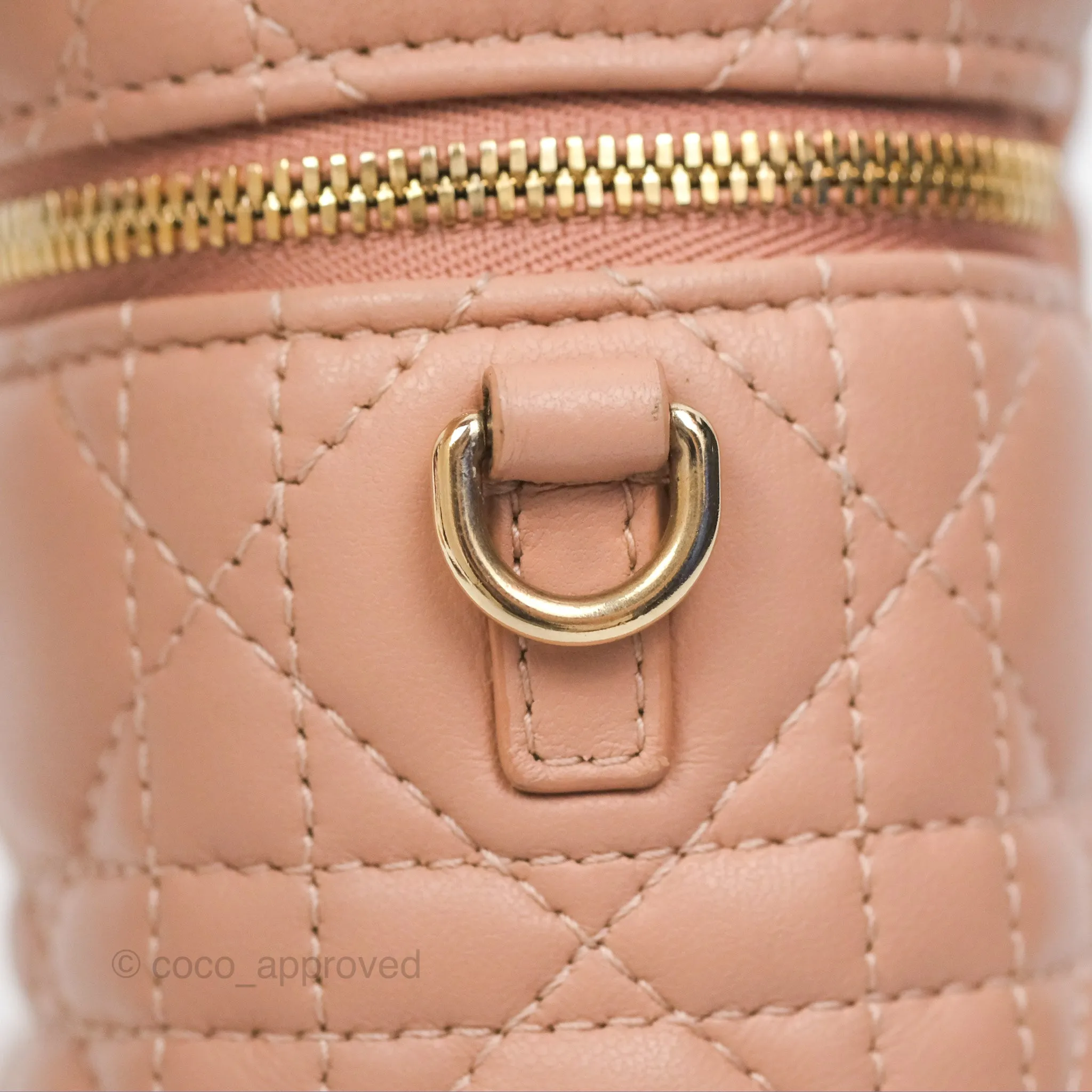 Christian Dior Micro Lady Dior Vanity Case Rose Des Vents Cannage Lambskin