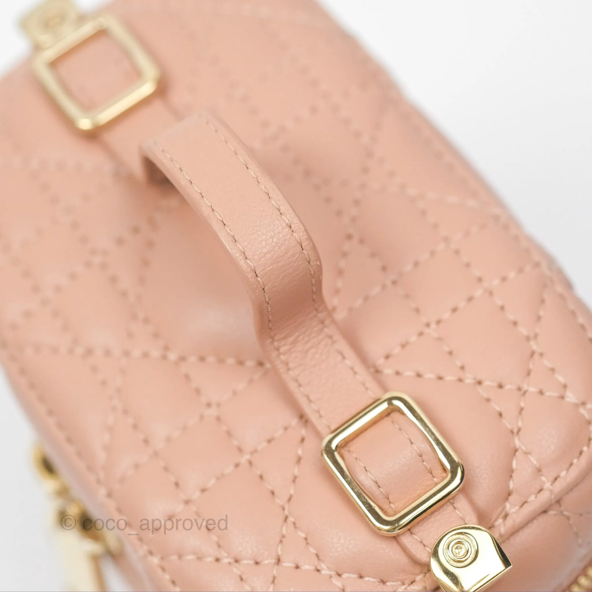 Christian Dior Micro Lady Dior Vanity Case Rose Des Vents Cannage Lambskin