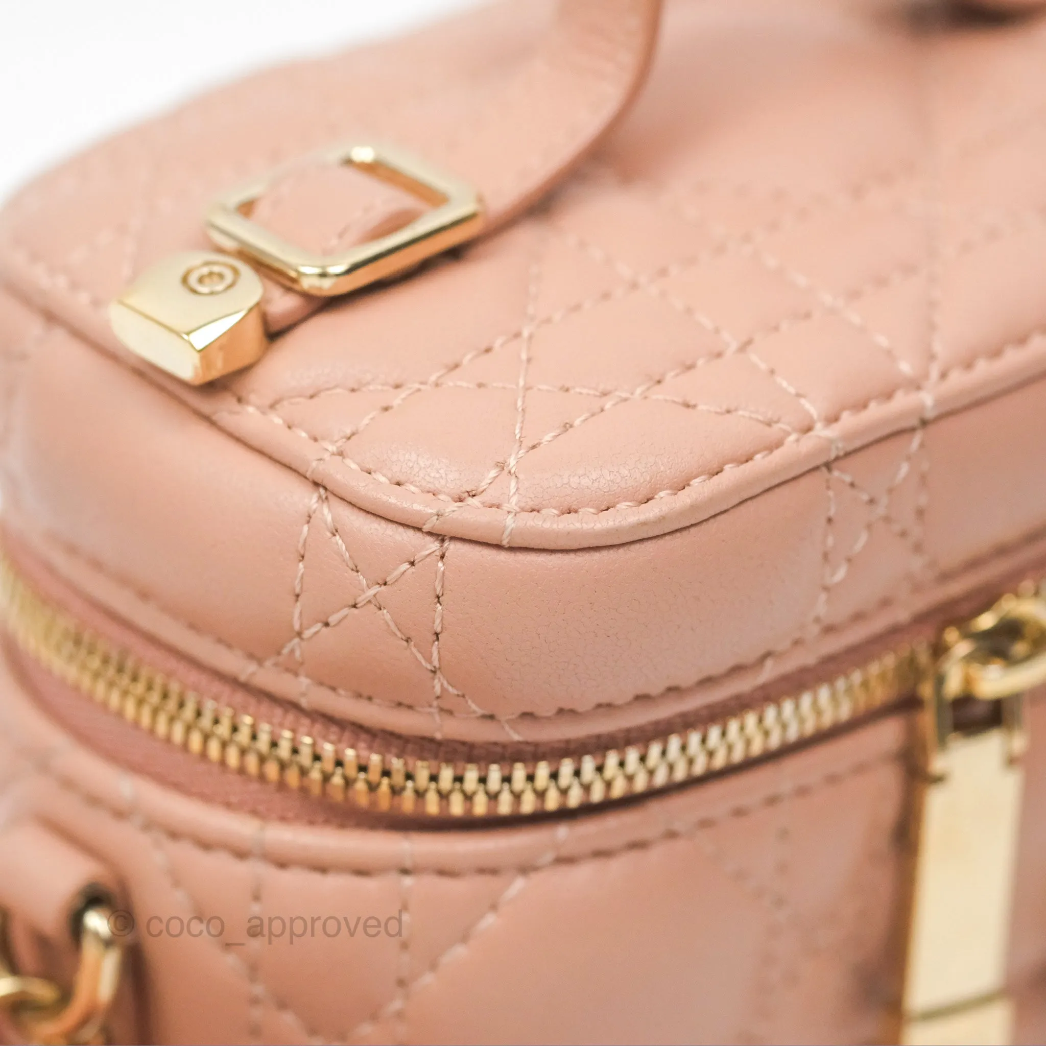 Christian Dior Micro Lady Dior Vanity Case Rose Des Vents Cannage Lambskin