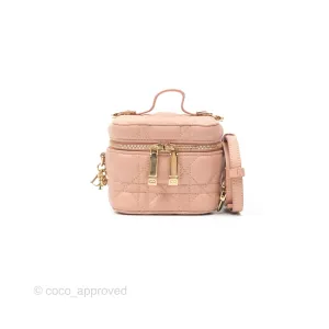 Christian Dior Micro Lady Dior Vanity Case Rose Des Vents Cannage Lambskin