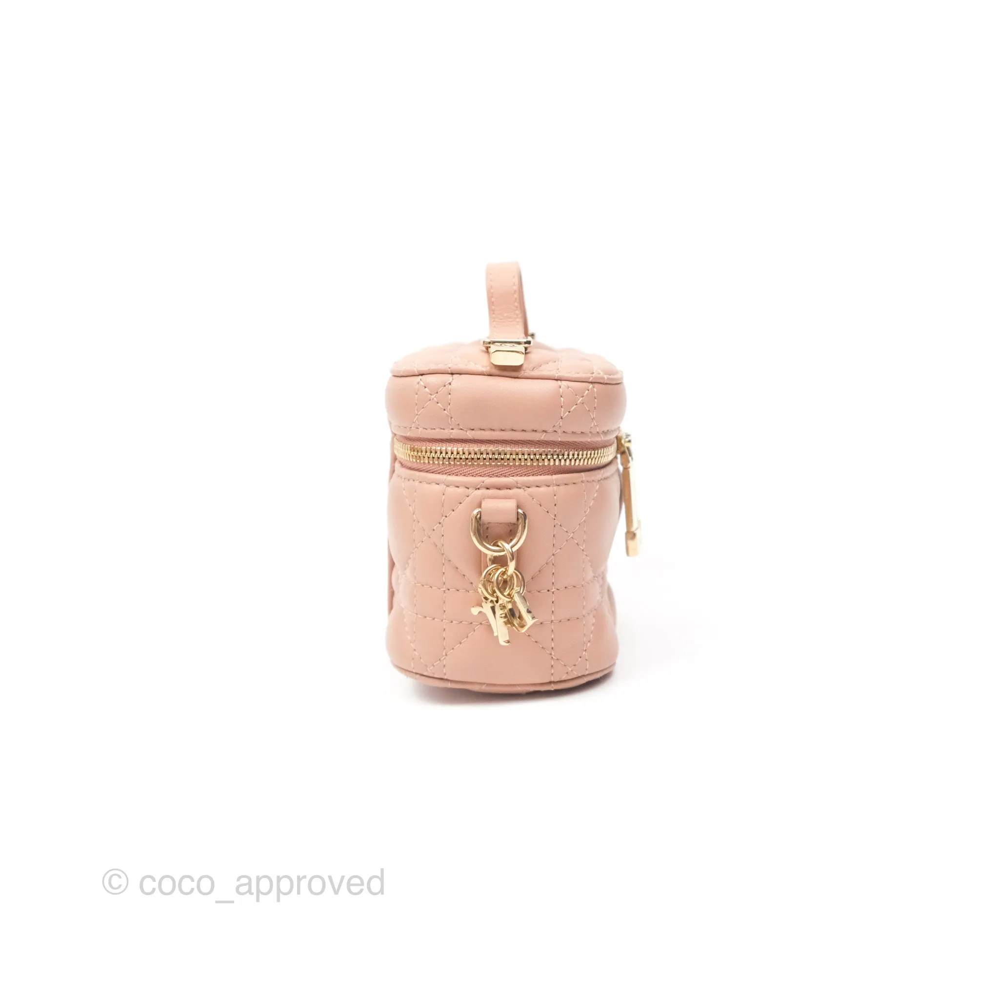 Christian Dior Micro Lady Dior Vanity Case Rose Des Vents Cannage Lambskin