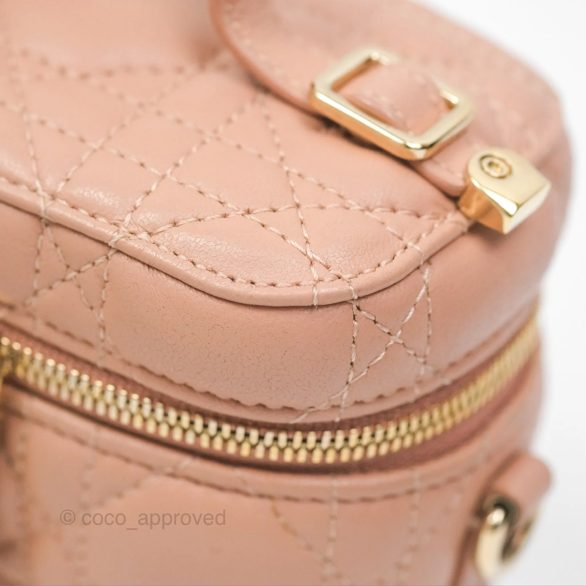 Christian Dior Micro Lady Dior Vanity Case Rose Des Vents Cannage Lambskin