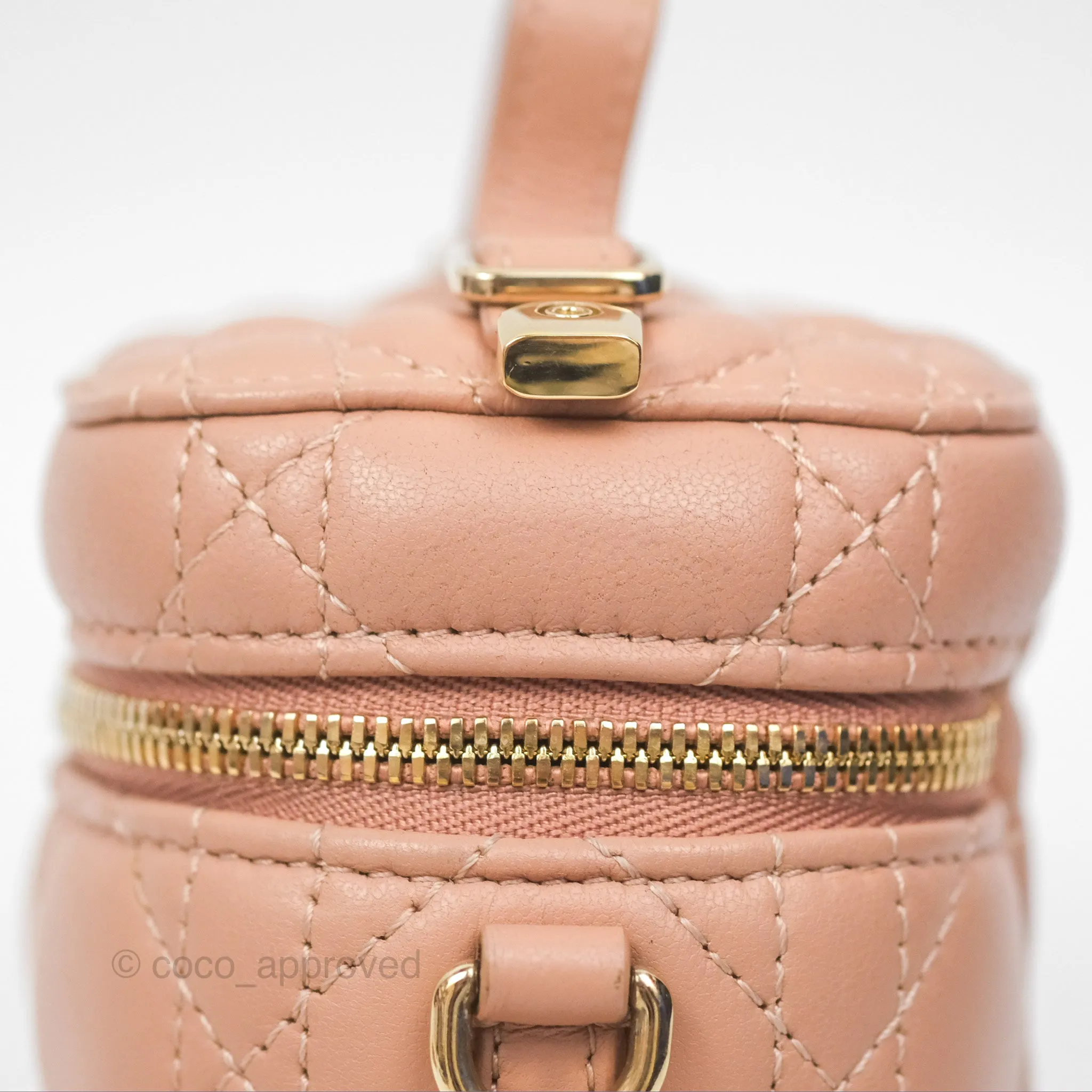 Christian Dior Micro Lady Dior Vanity Case Rose Des Vents Cannage Lambskin