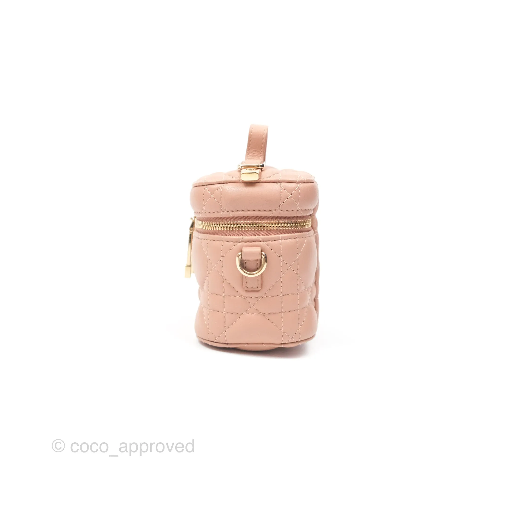 Christian Dior Micro Lady Dior Vanity Case Rose Des Vents Cannage Lambskin