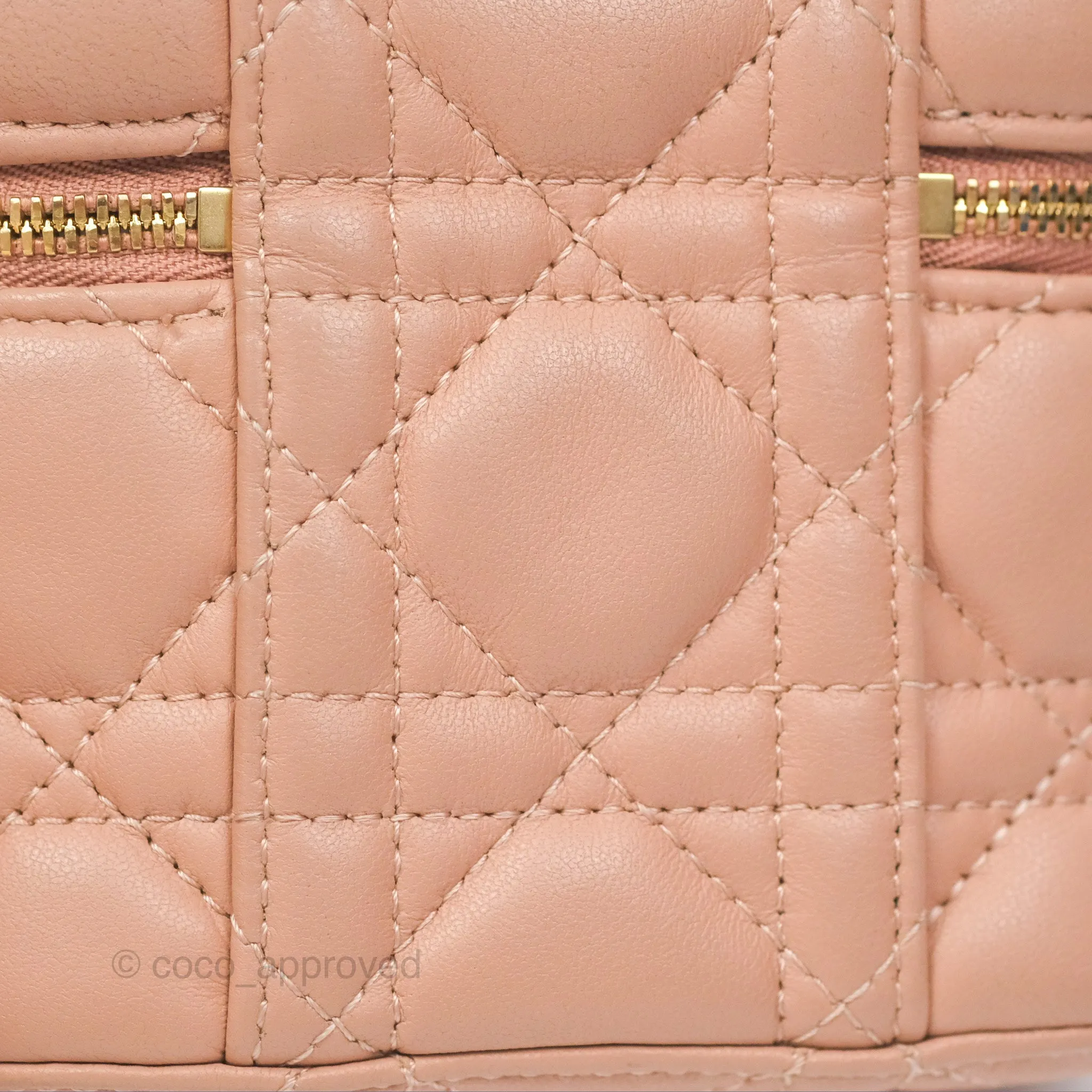 Christian Dior Micro Lady Dior Vanity Case Rose Des Vents Cannage Lambskin