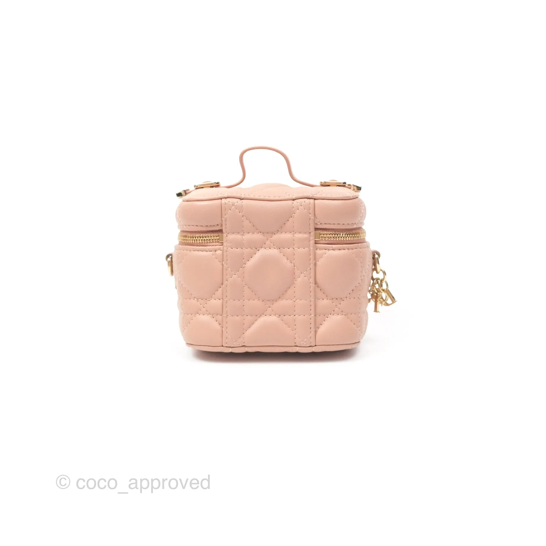Christian Dior Micro Lady Dior Vanity Case Rose Des Vents Cannage Lambskin